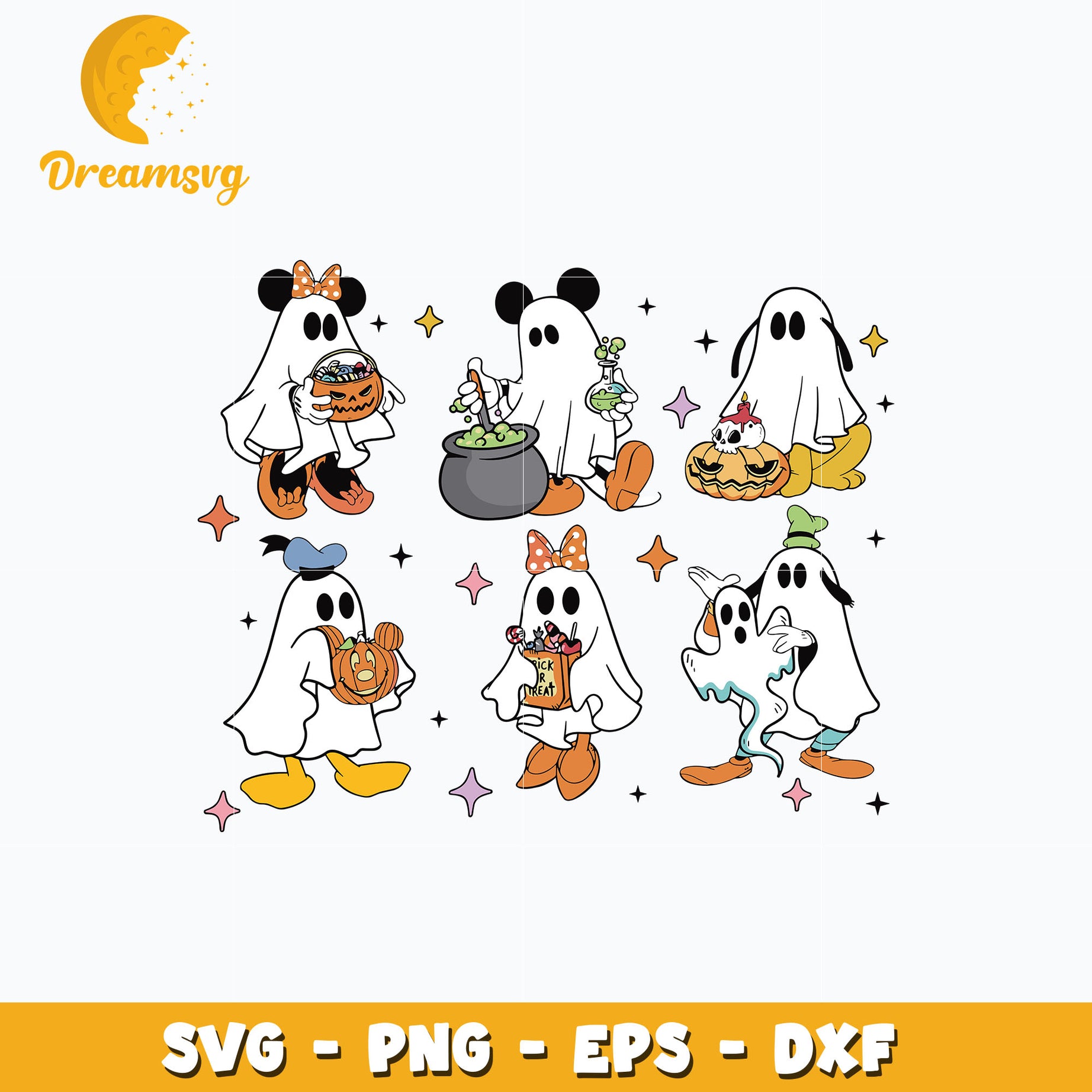 Mickey and friends ghost halloween svg