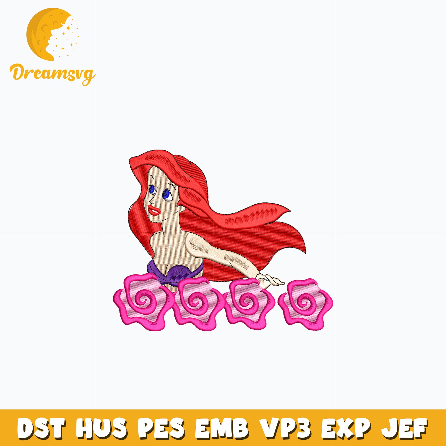 Ariel disney embroidery design