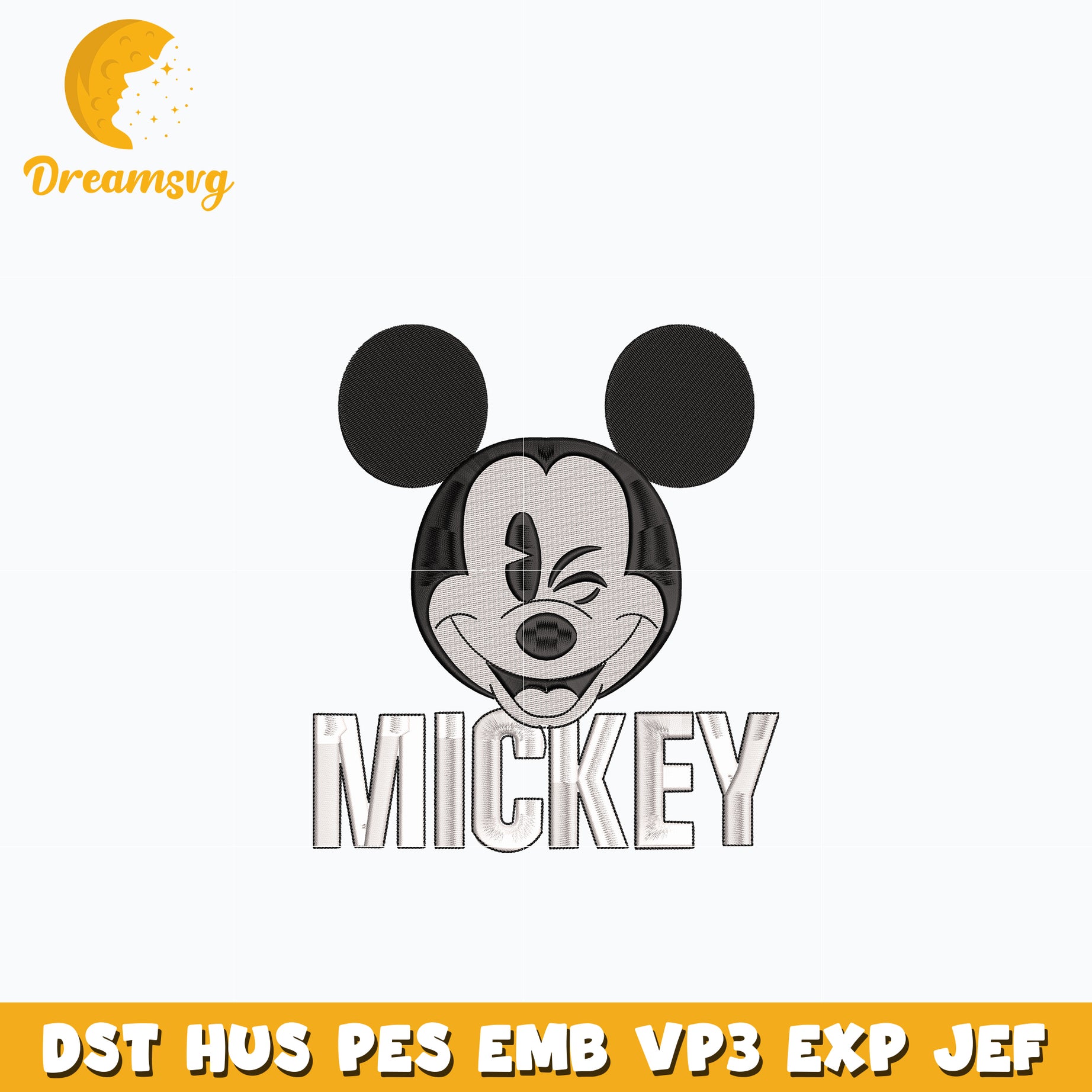 Mickey mouse face disney embroidery design