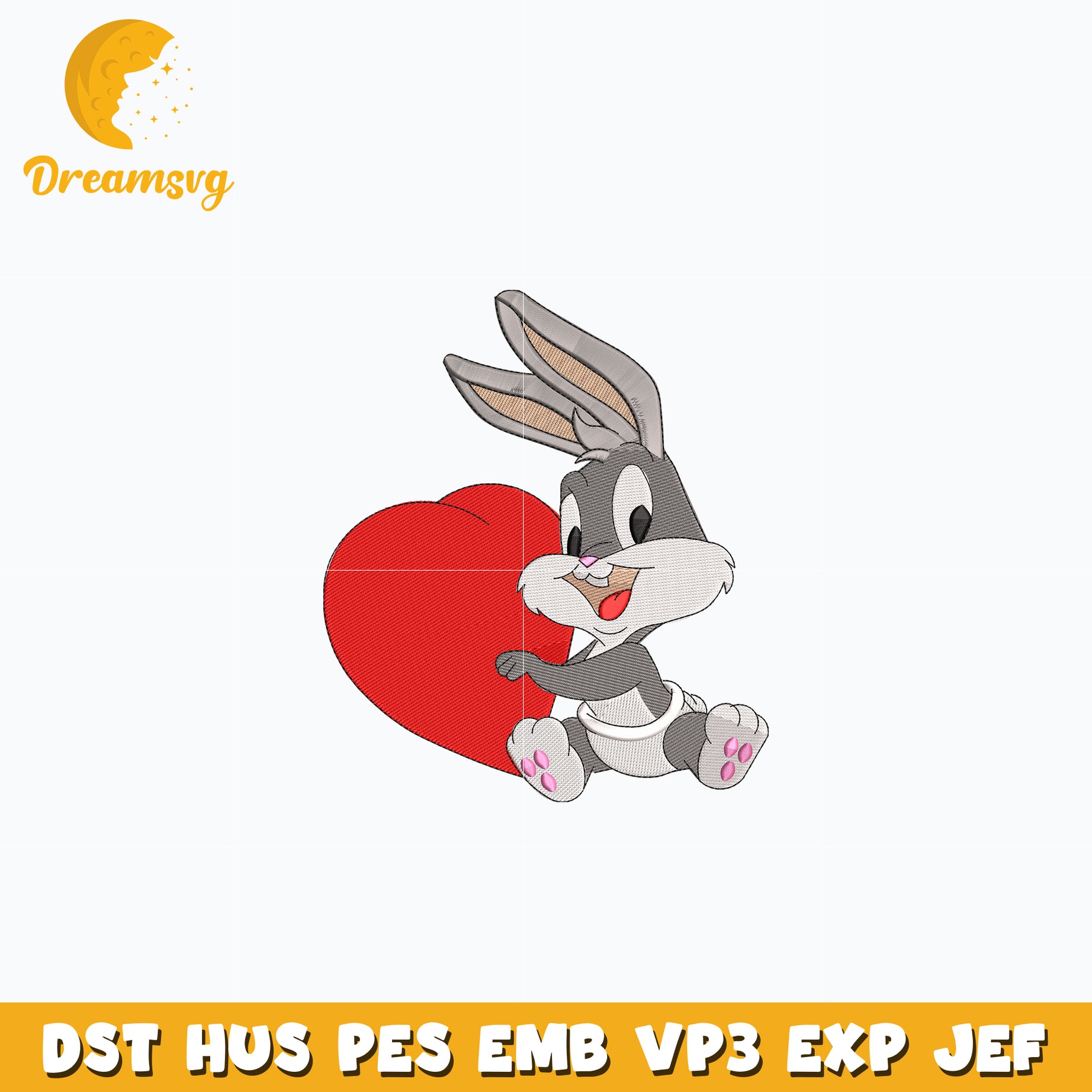 Bugs Bunny heart embroidery design