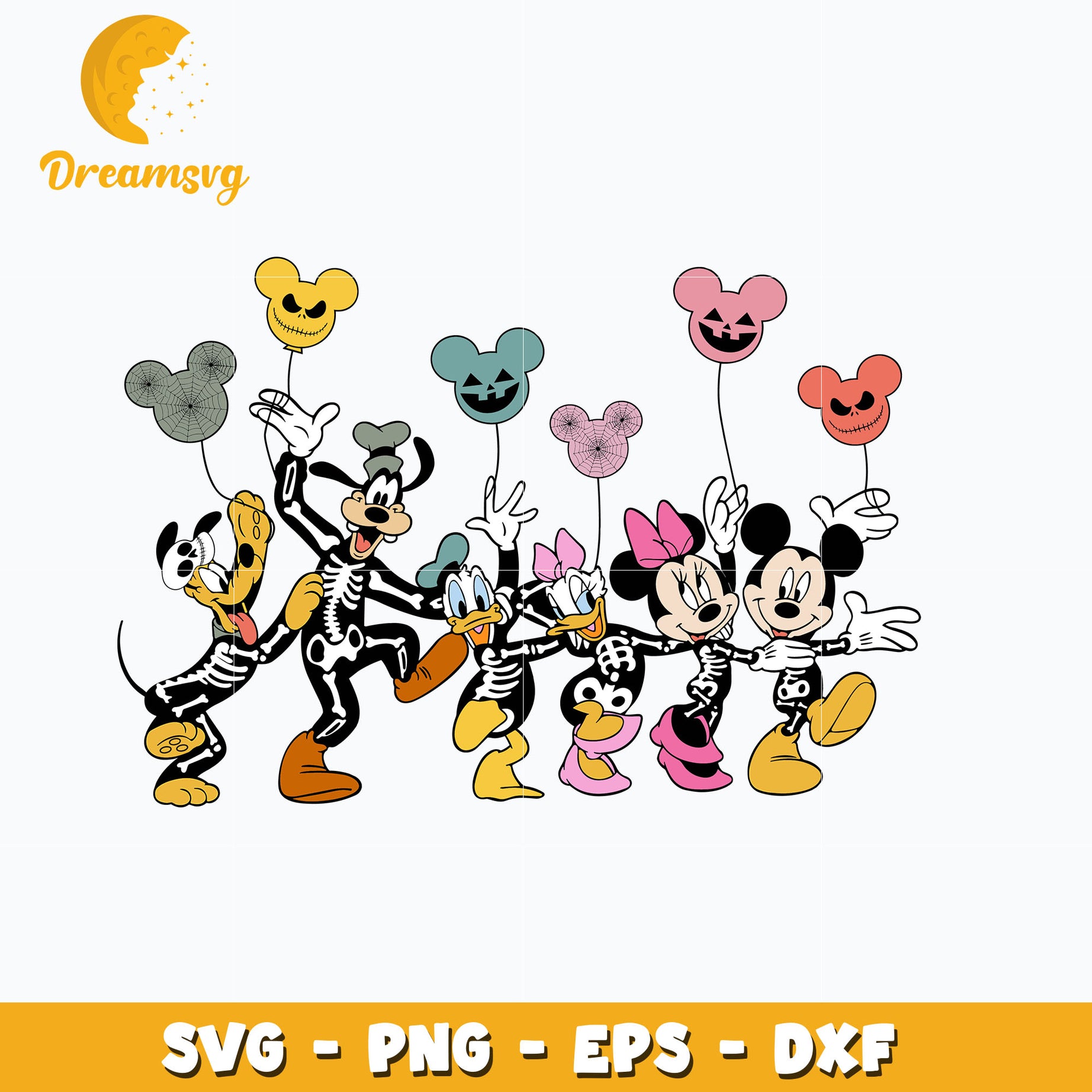 Disney mouse friends Skeleton svg