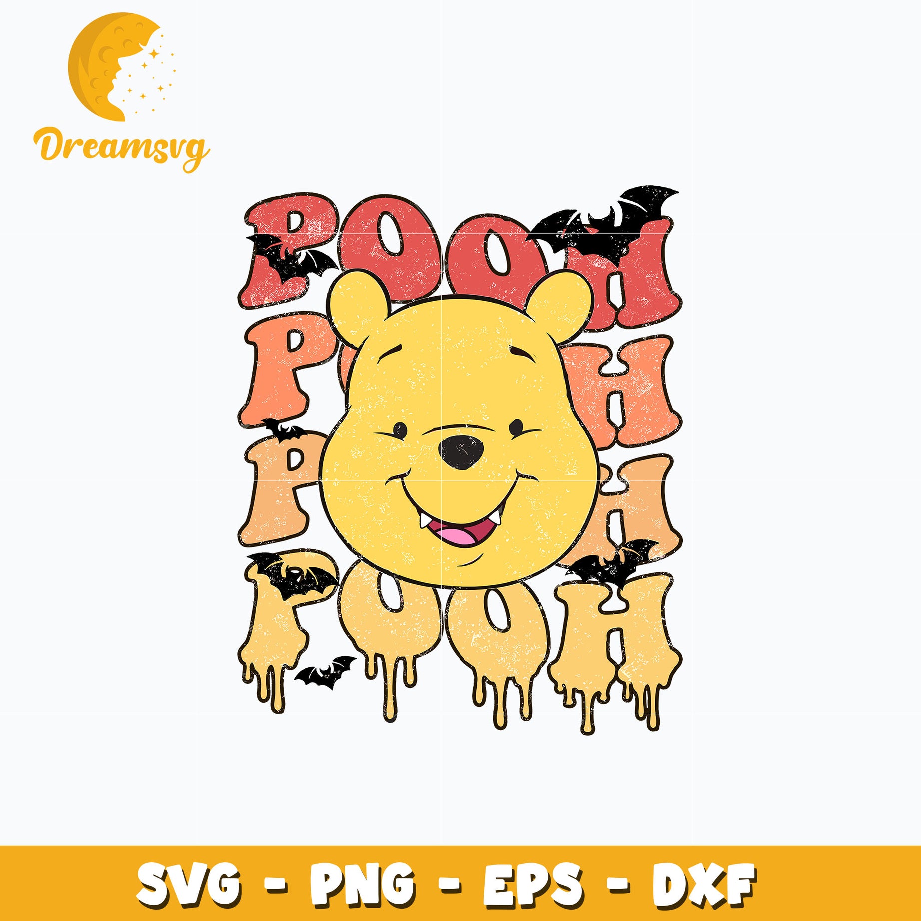 Pooh head halloween design svg