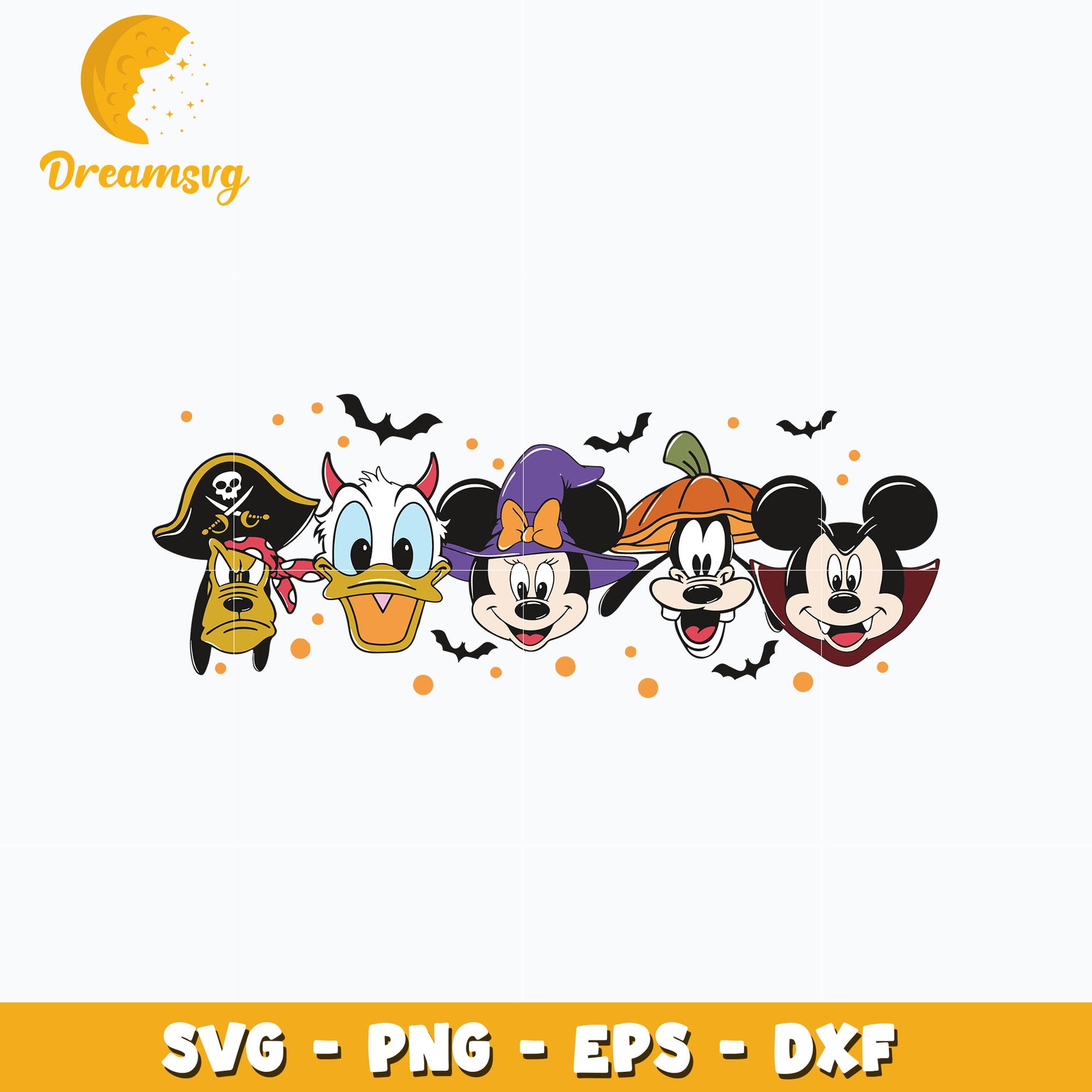 Mickey friends head halloween svg