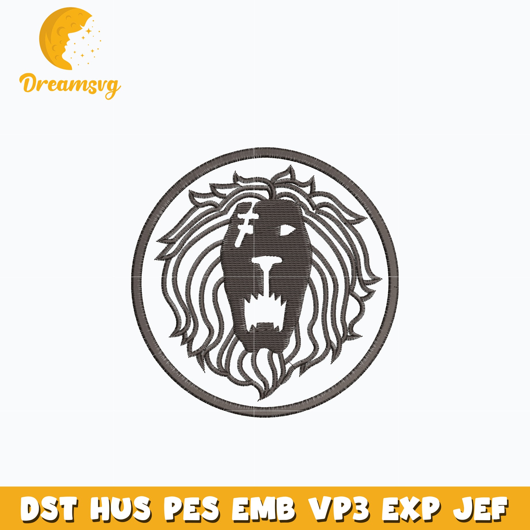 Lion sin black logo embroidery design