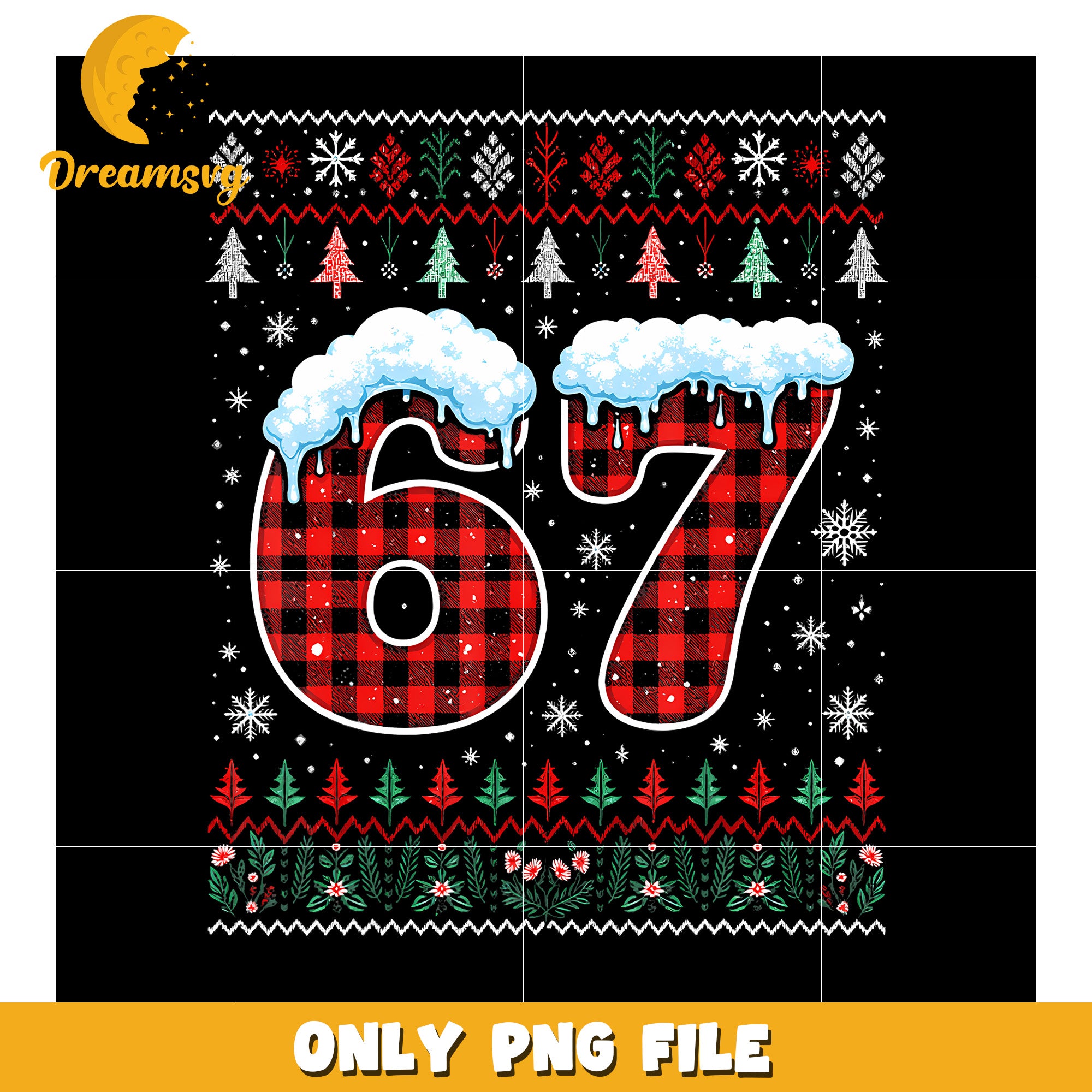 Design of 67 chirstmas png, meme edit png, humor trend png