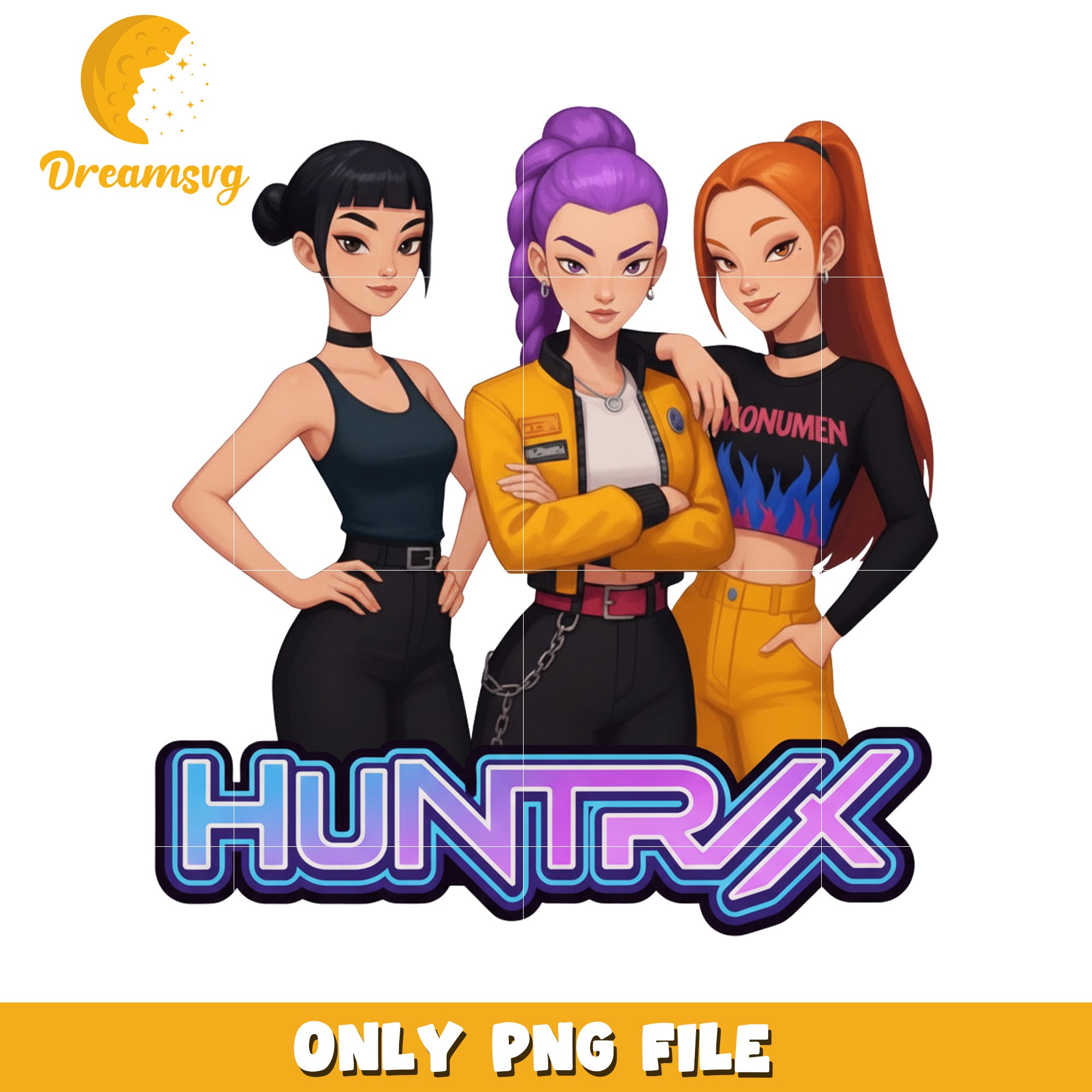Design of huntrix team png, demon vibes png, kpop core png