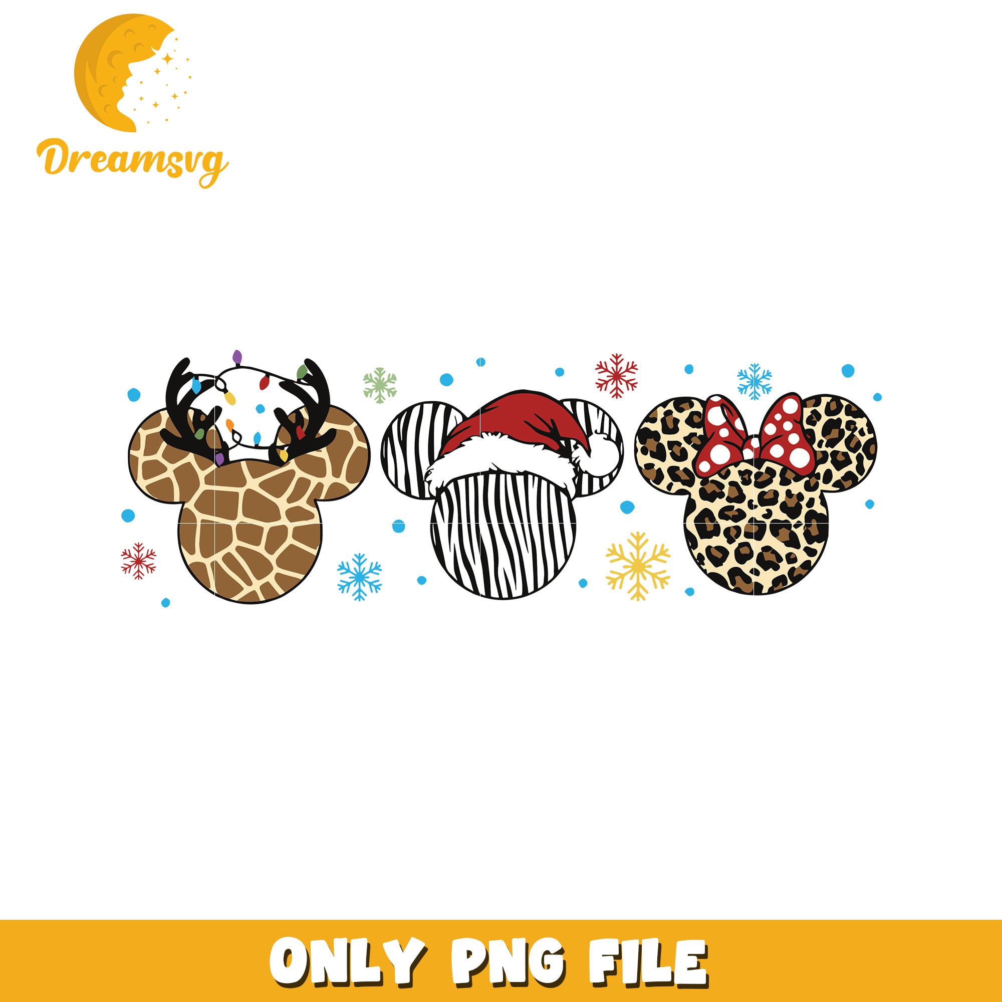 Design of mickey head png, spirit christmas png, disney characters png
