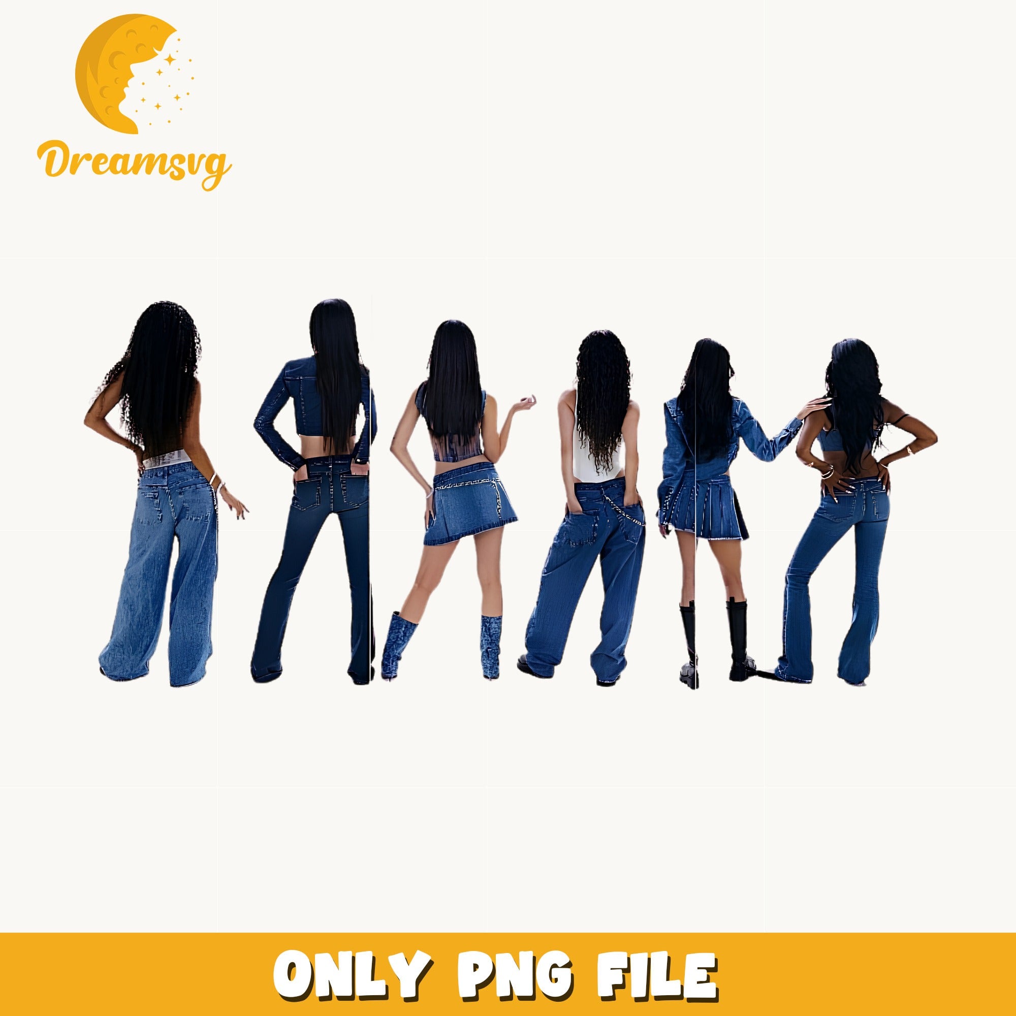Destiny's Child Denim Outfit PNG, Girl Group PNG, R&B PNG