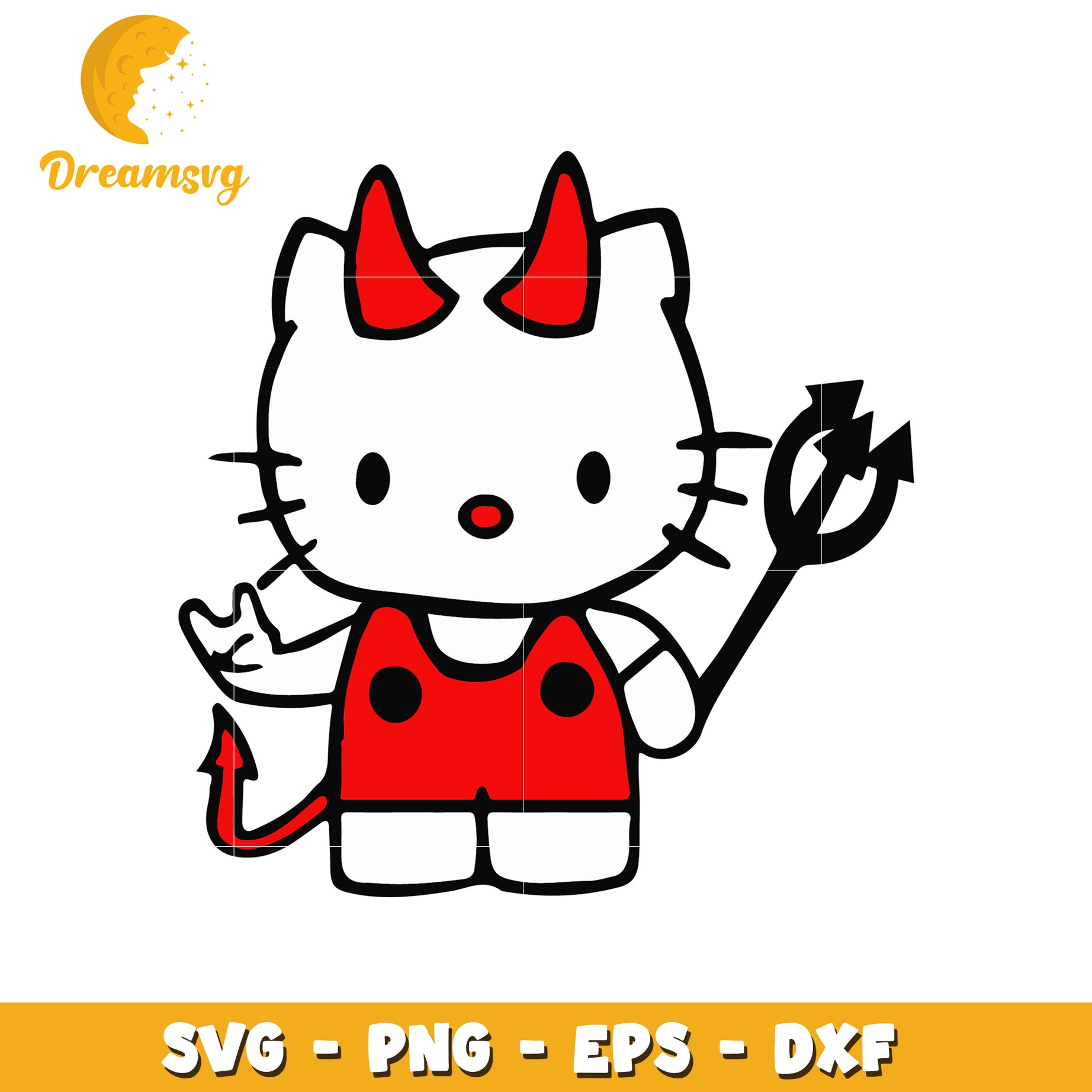 Devil Cat SVG Cute Hello Kitty Inspired Design for Crafting