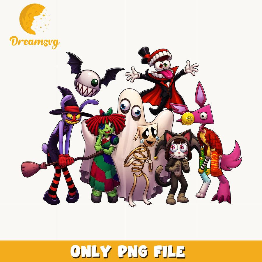 Digital Circus Halloween PNG, Spooky Squad, Fan PNG