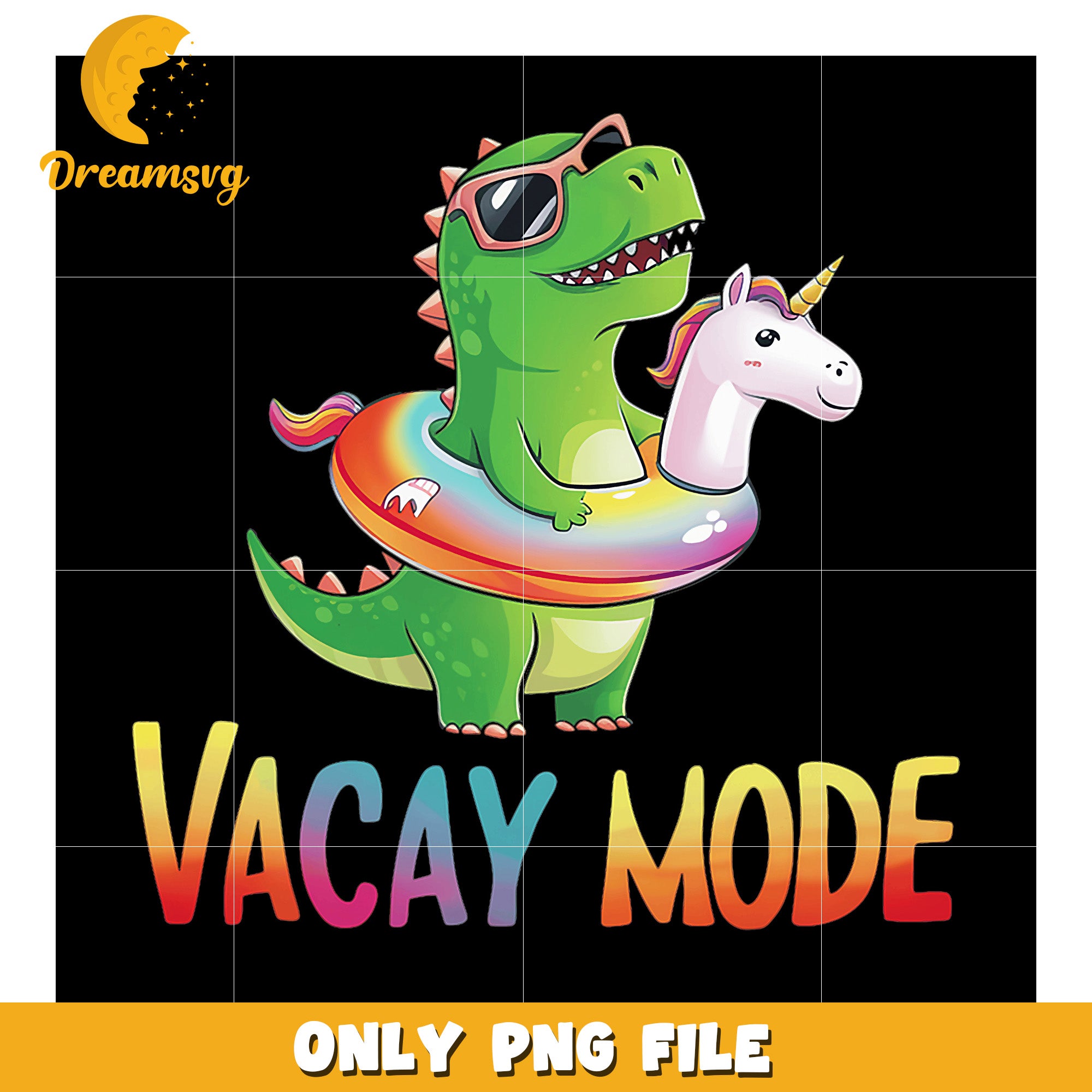 Dinosaur Unicorn Vacay Mode PNG