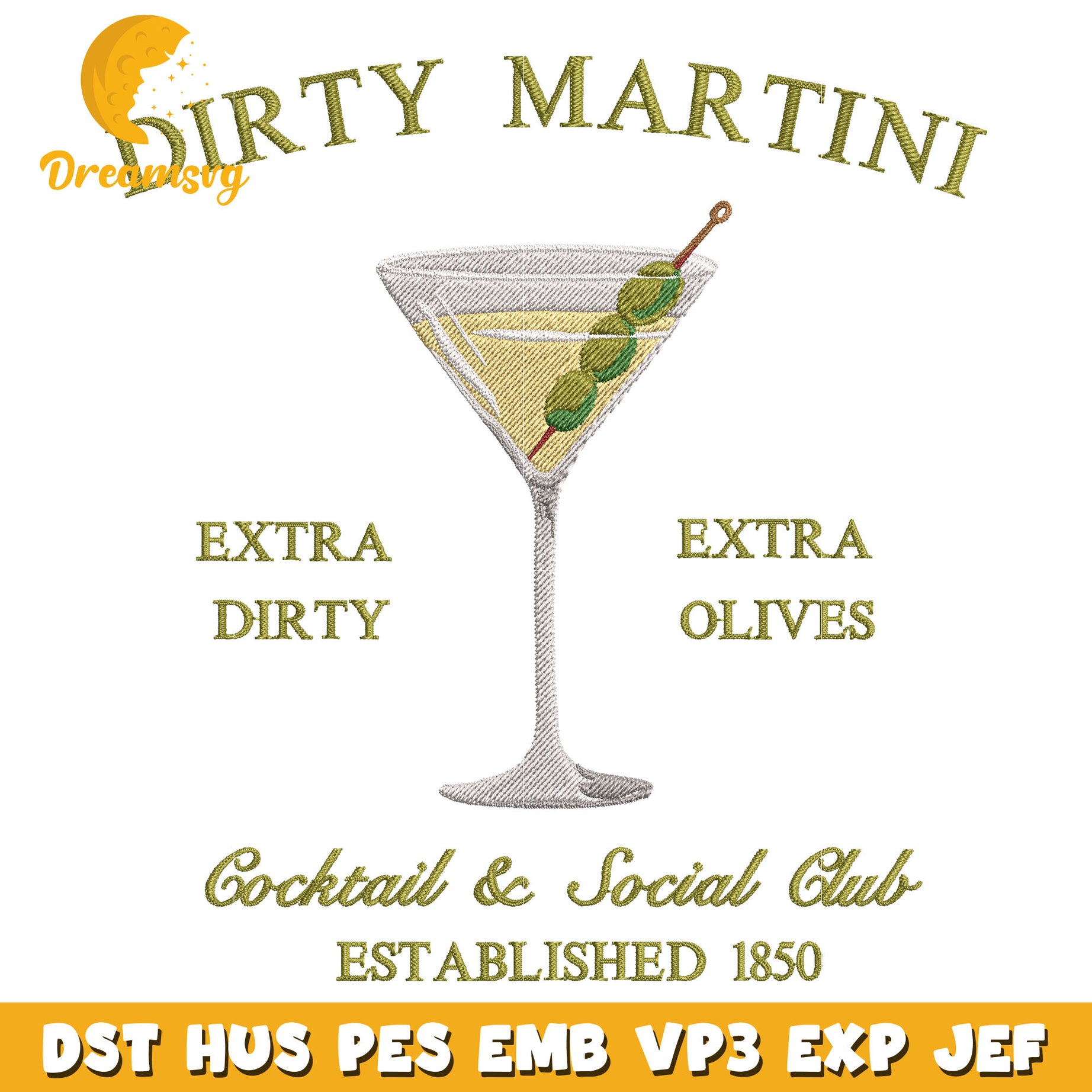 Dirty martini embroidery design