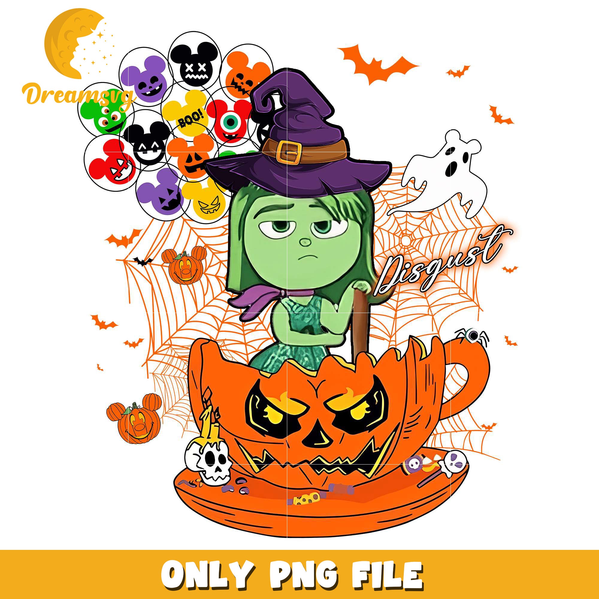 Disgust Inside Out Halloween png, halloween design png, halloween time png