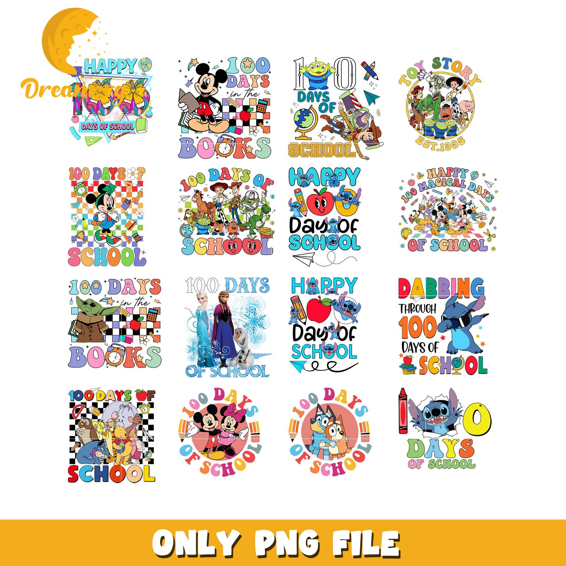 Disney 100 Days of School PNG Bundle