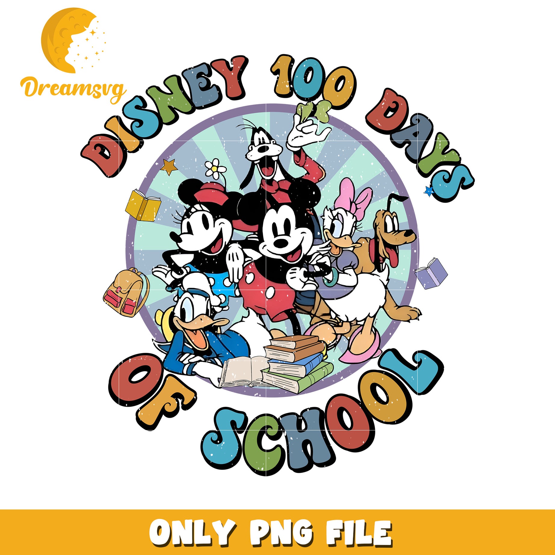 Disney 100 Days of School PNG File with Classic Characters