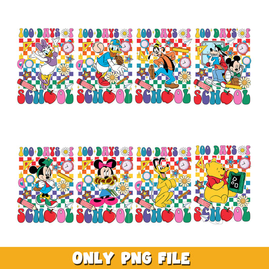 100th Day of School bundle png,  Disney cartoon png, Digital download  