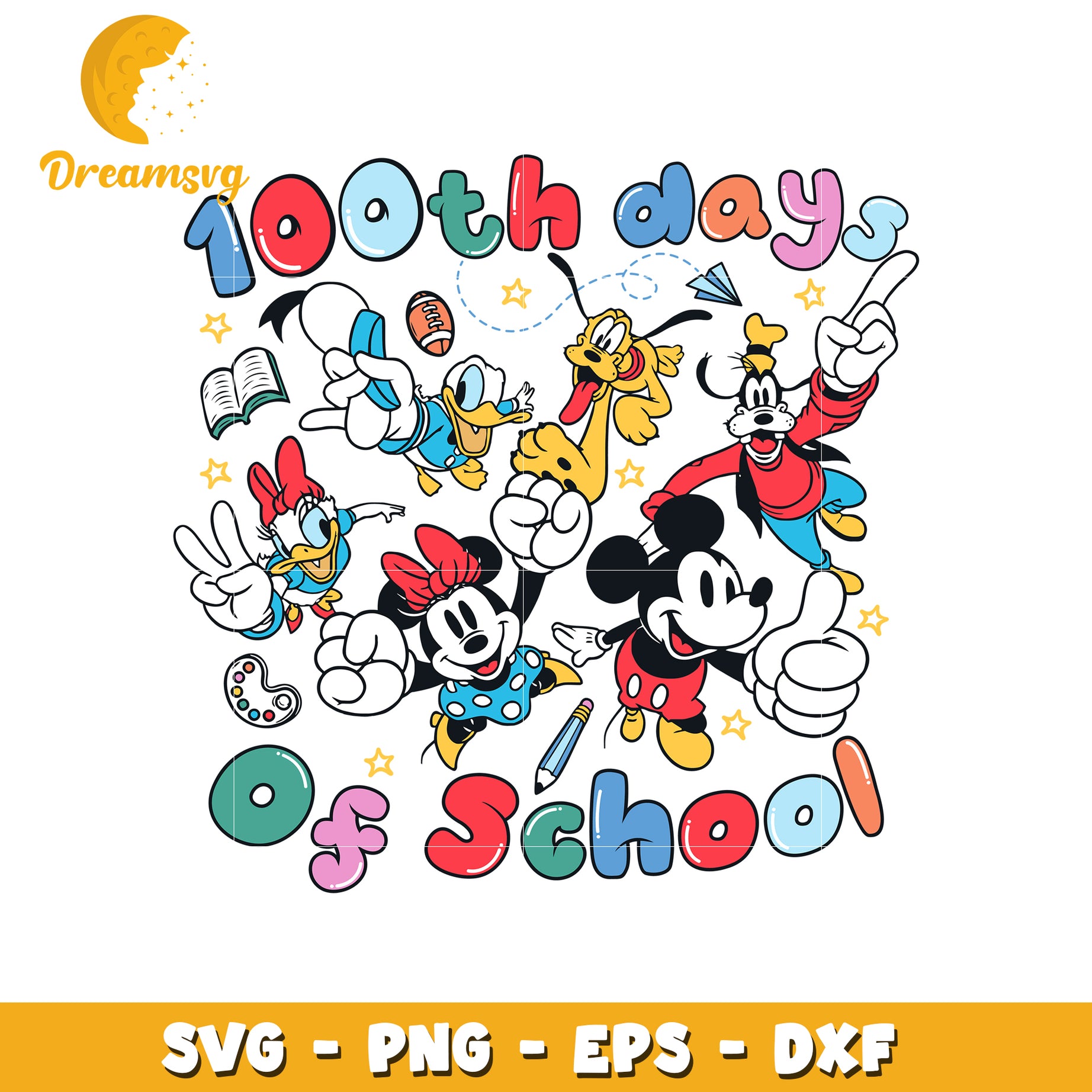 Disney 100th Day School SVG Cut File