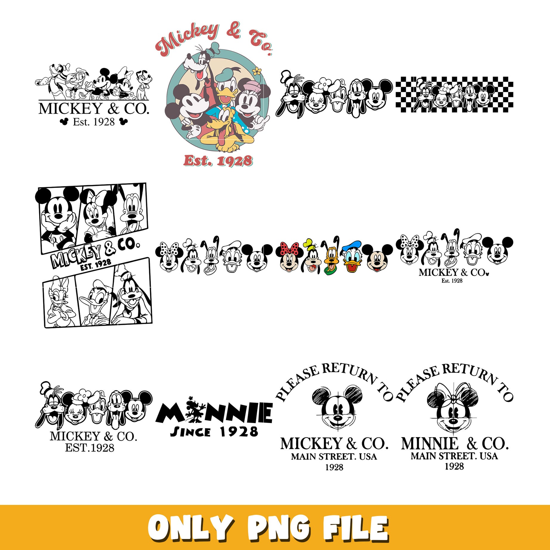 Mickey And Friends Classic bundle png,  Disney cartoon png, Digital download 