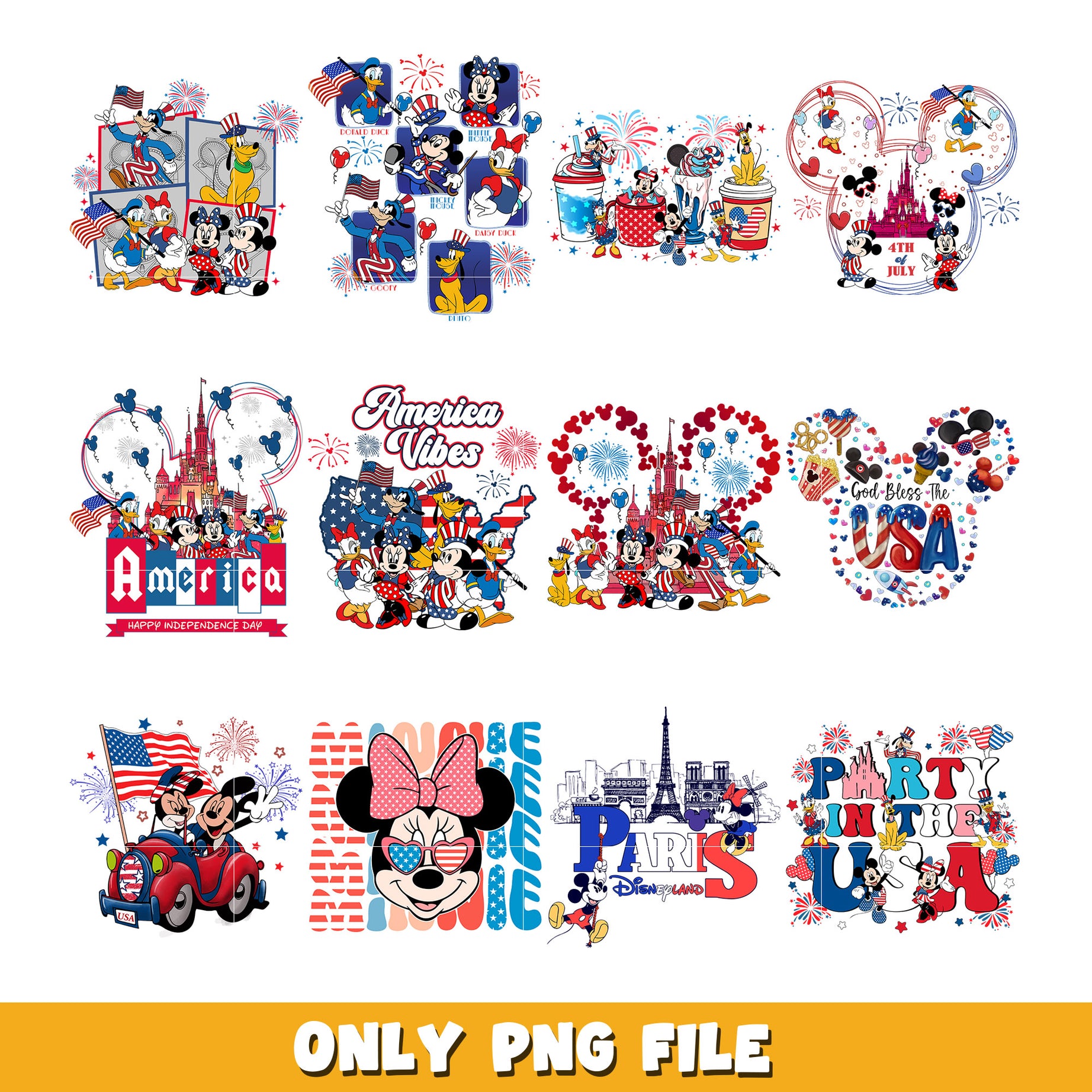  Mouse 4th Of July bundle png,  Disney cartoon png, Digital download 