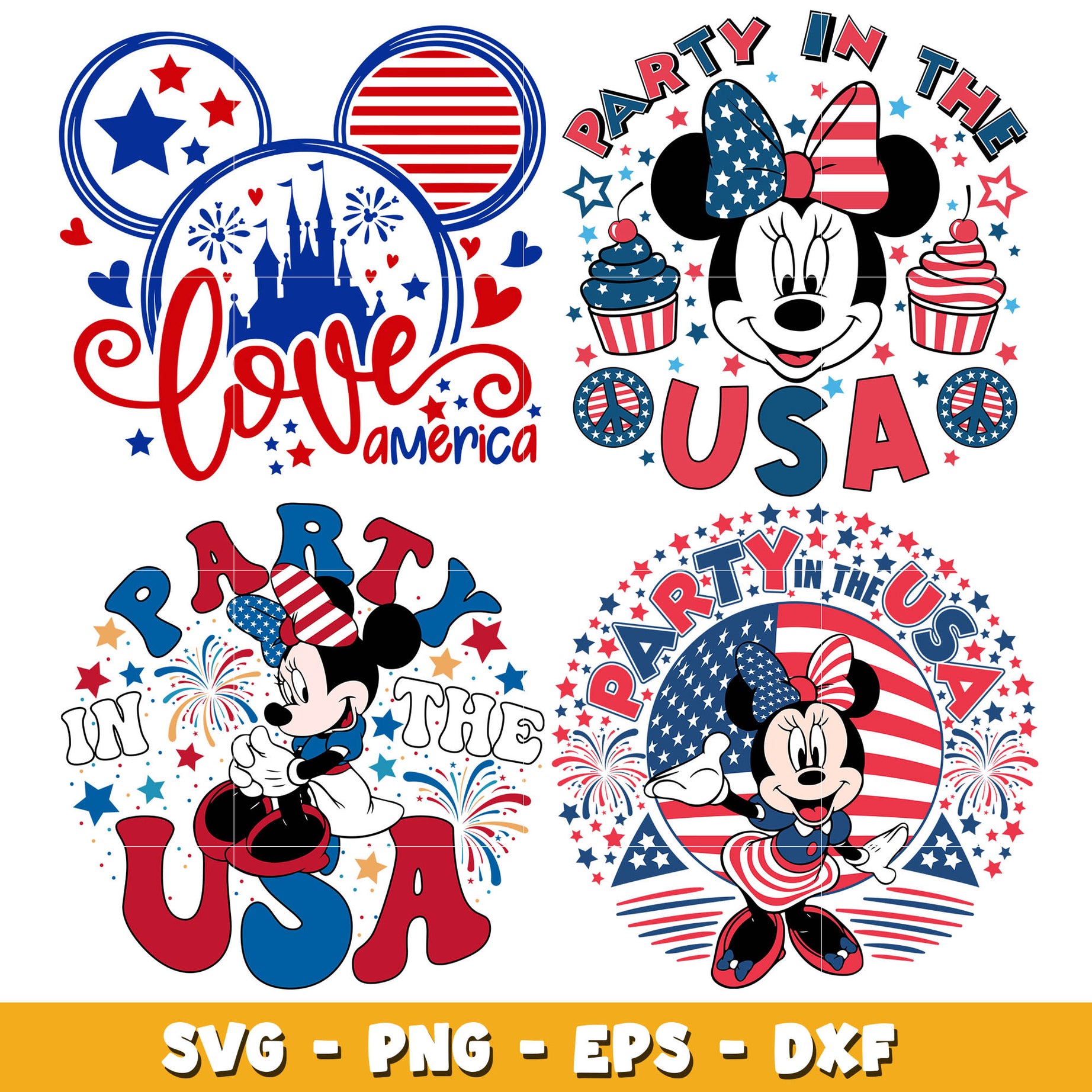 Disney minnie happy 4th of july svg bundle, Disney 4th of july svg, Disney svg