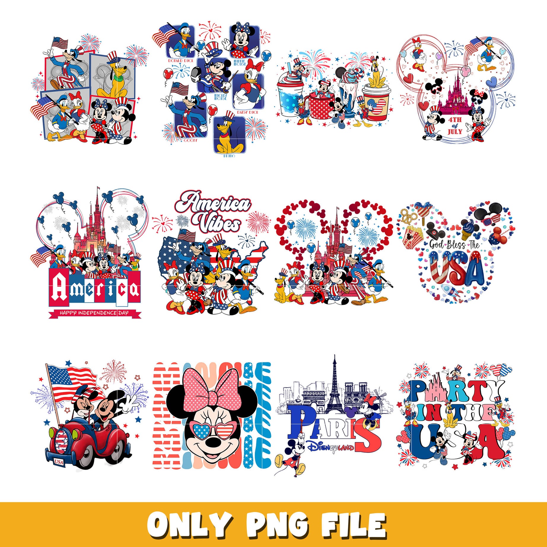 Mickey mouse 4th of july png bundle, 4th of july png, Disney png