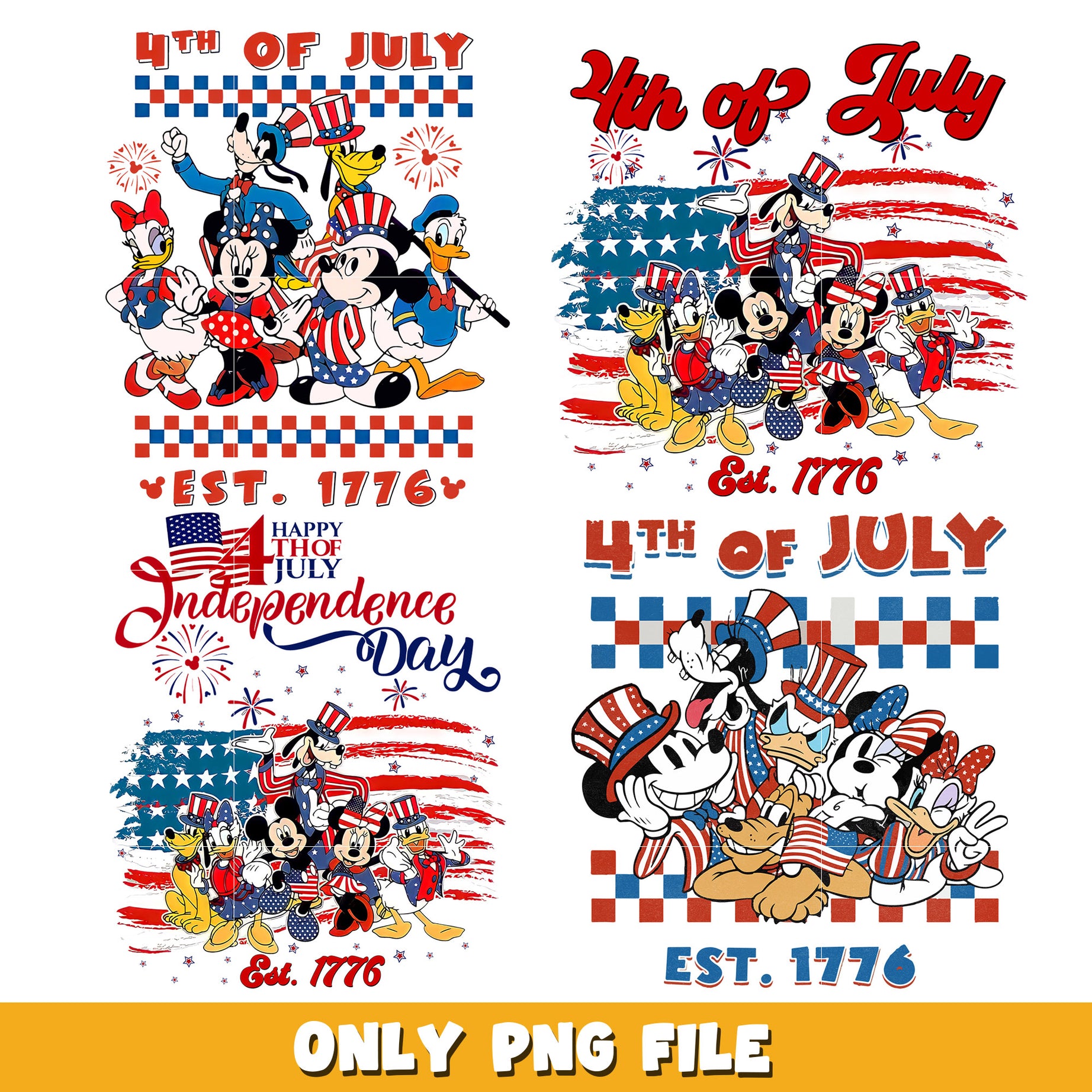  Mickey Mouse 4th Of July and friends bundle png,  Disney cartoon png, Digital download   