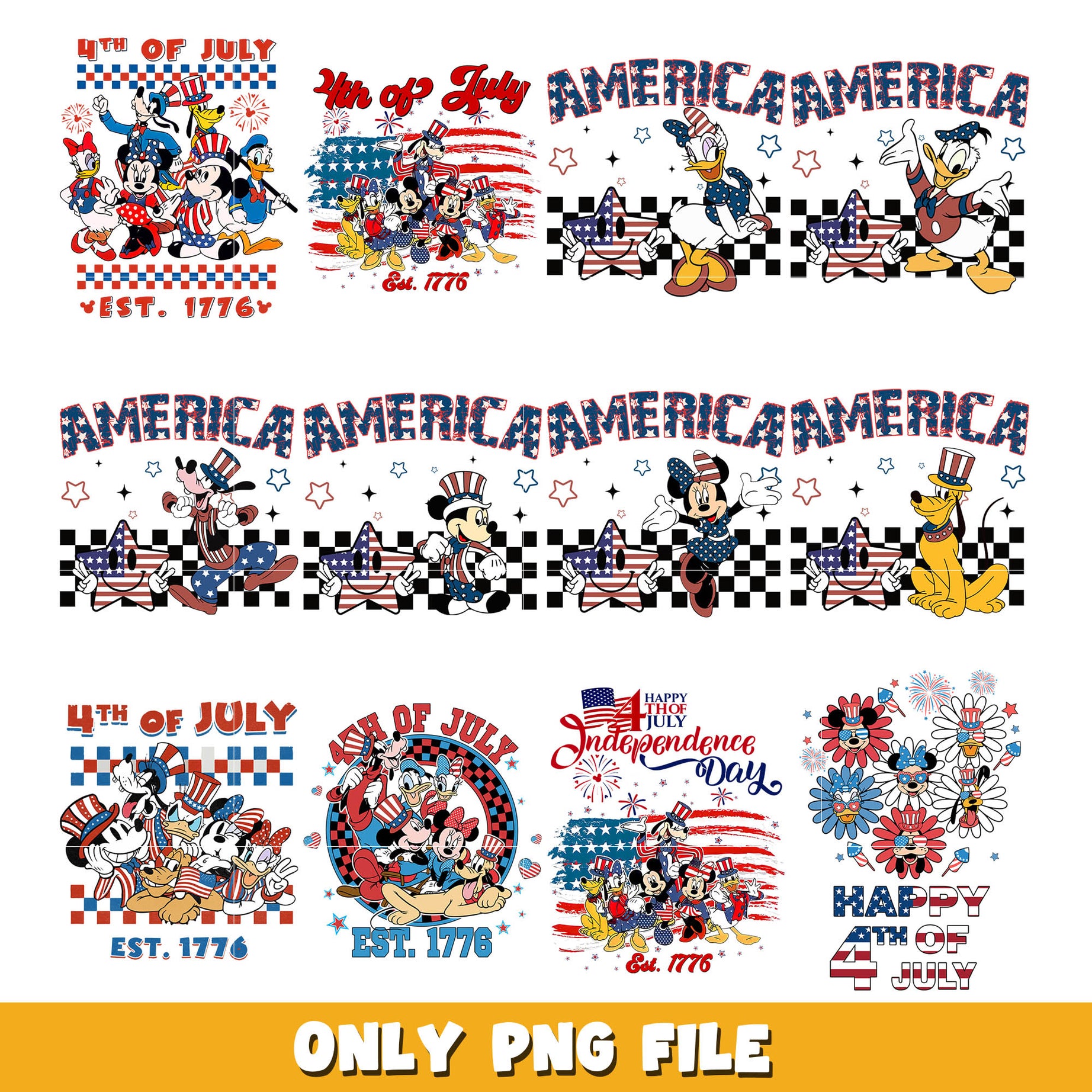 Mickey america 4th of july png bundle, 4th of july png, Disney png