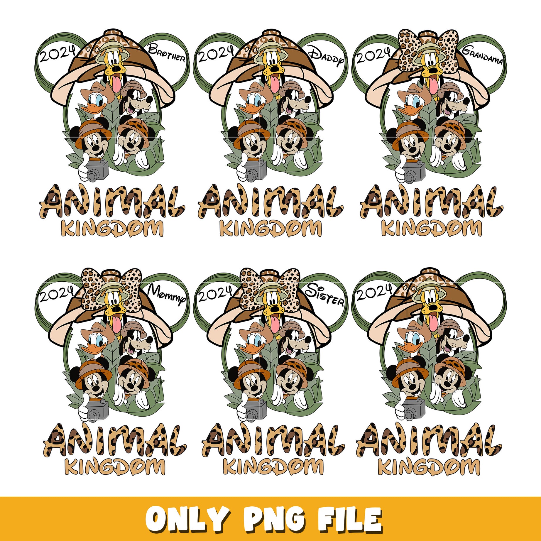 Disney Animal Kingdom Family bundle png,  Disney cartoon png, Digital download 