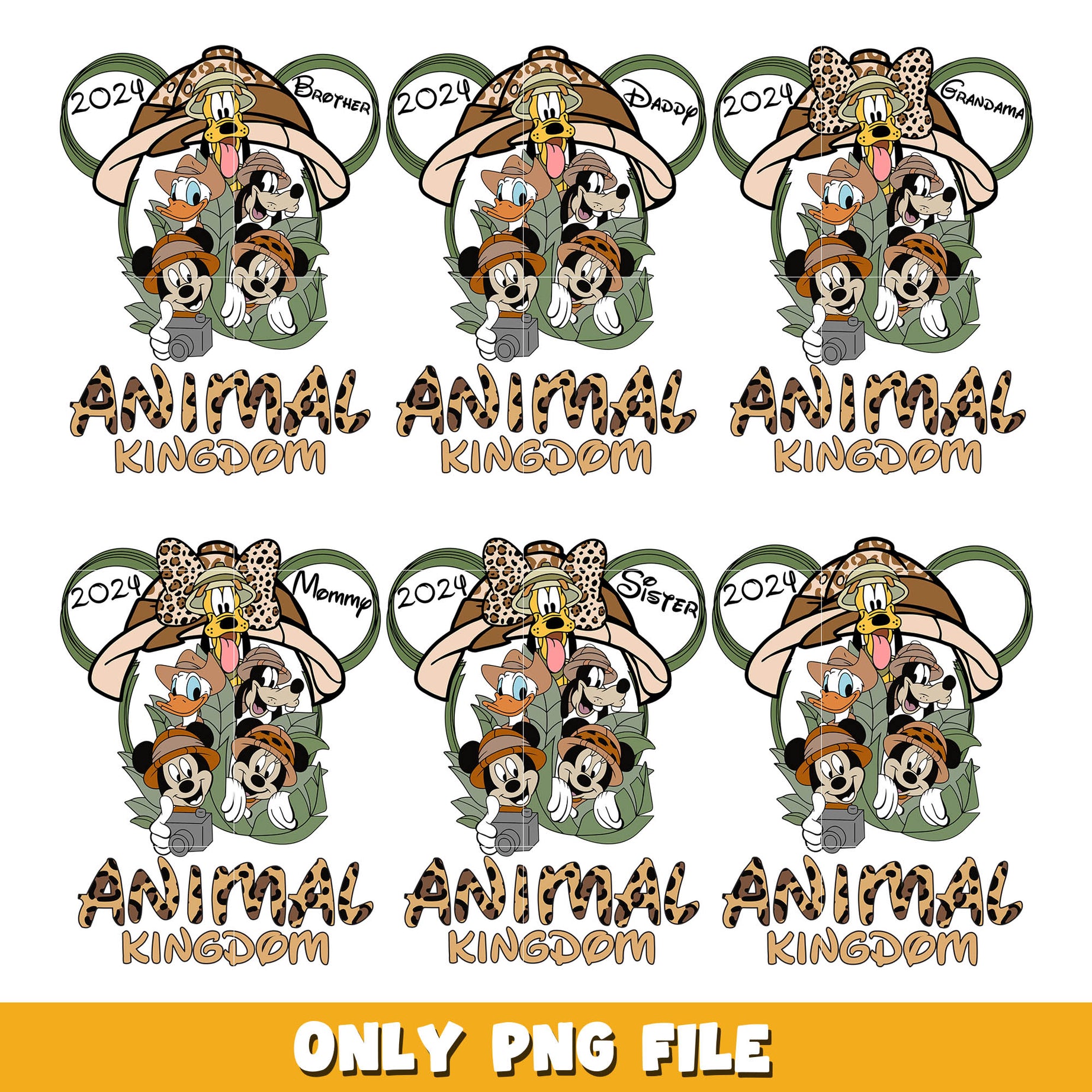 Mickey head and friends animal kingdom png bundle, Disney animal png, disney png