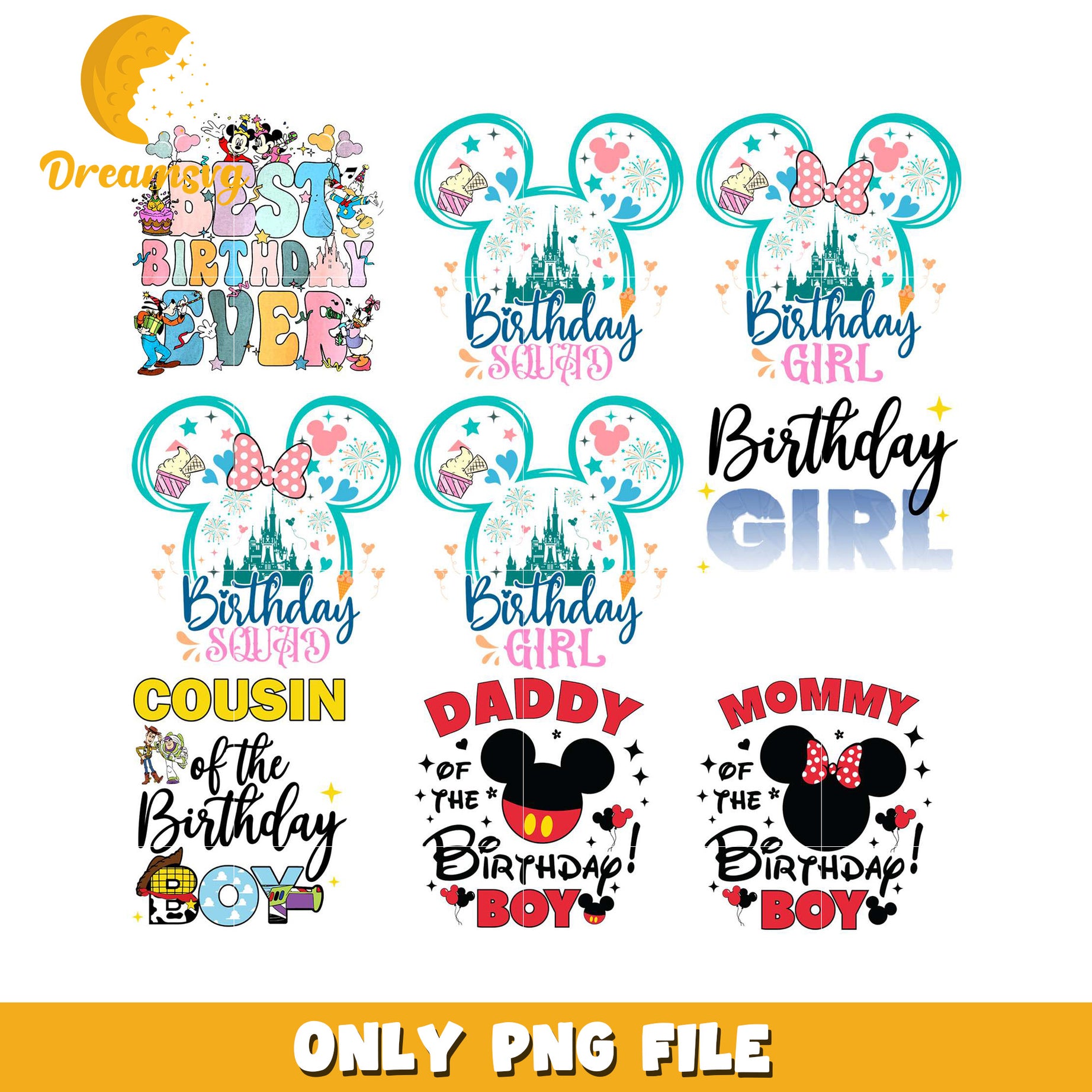 Disney Birthday Bundle PNG Files