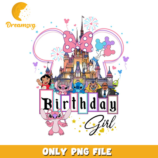 Disney Birthday Girl PNG, Stitch, Castle