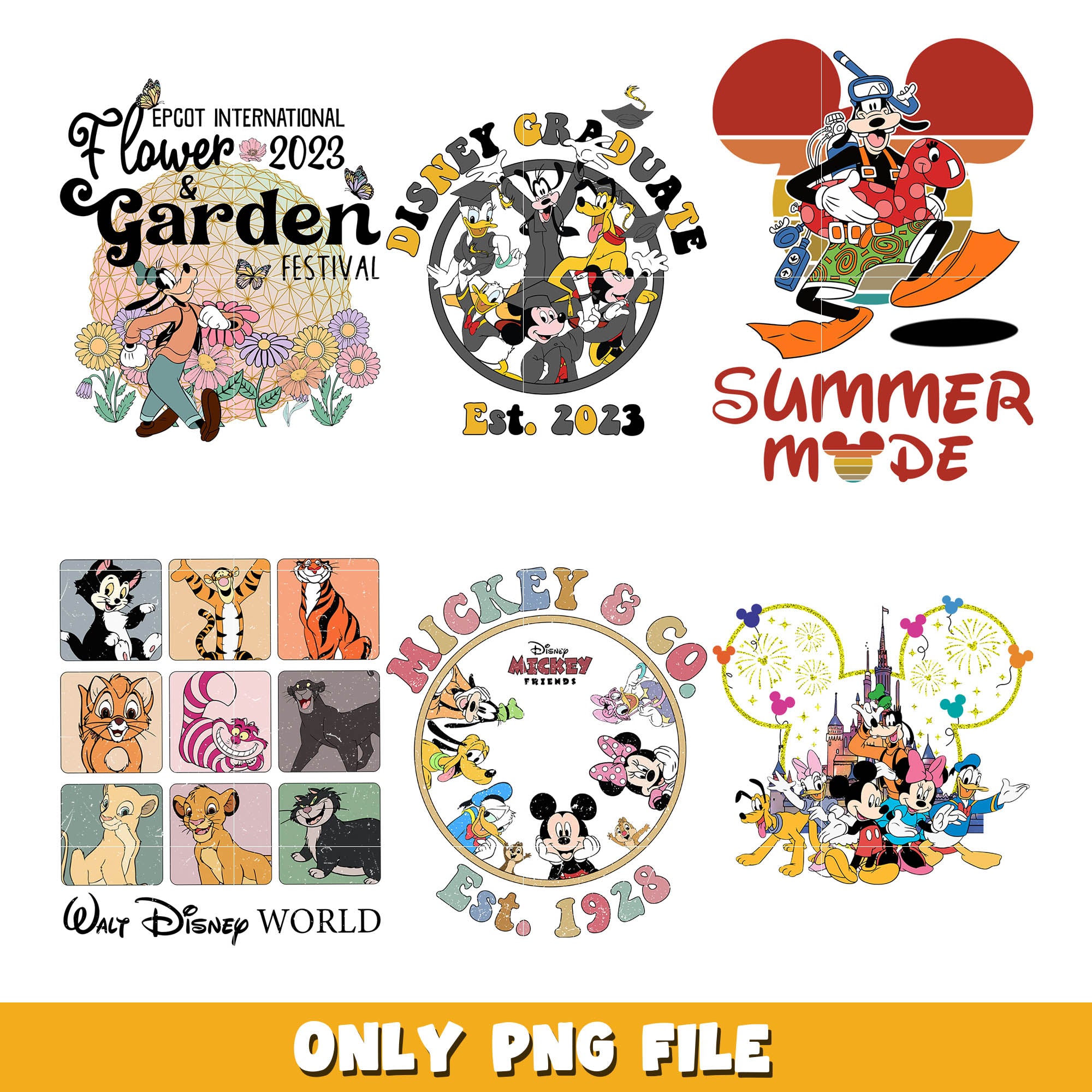 Disney mickey friends summer mode png bundle, Disney summer png, disne ...