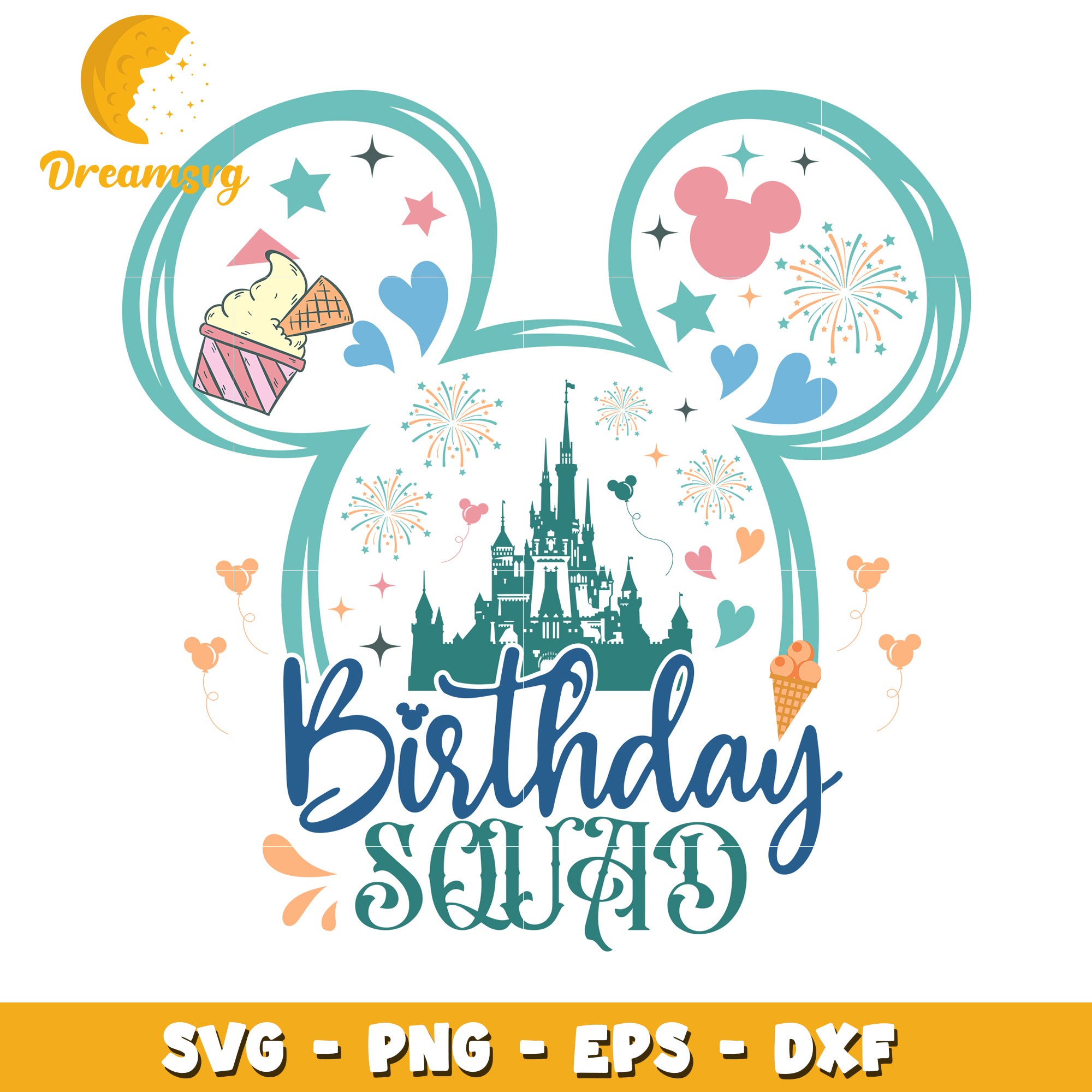 Disney Castle Birthday Squad SVG PNG EPS DXF