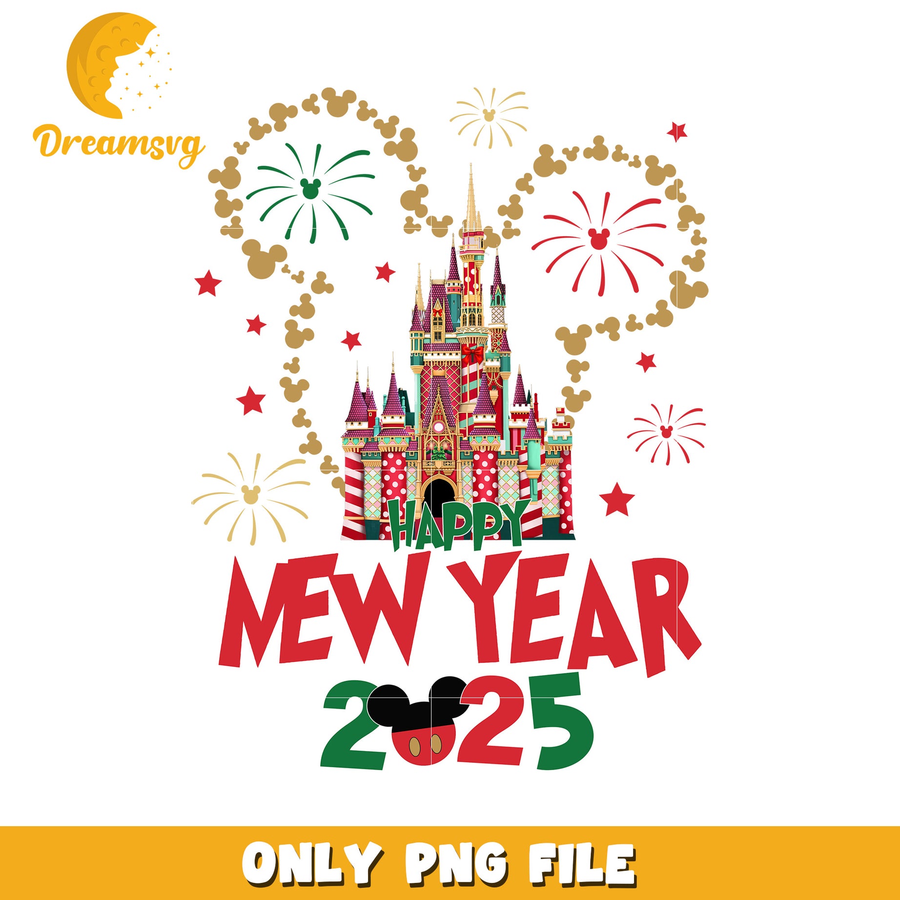 Disney Castle New Year 2025 PNG