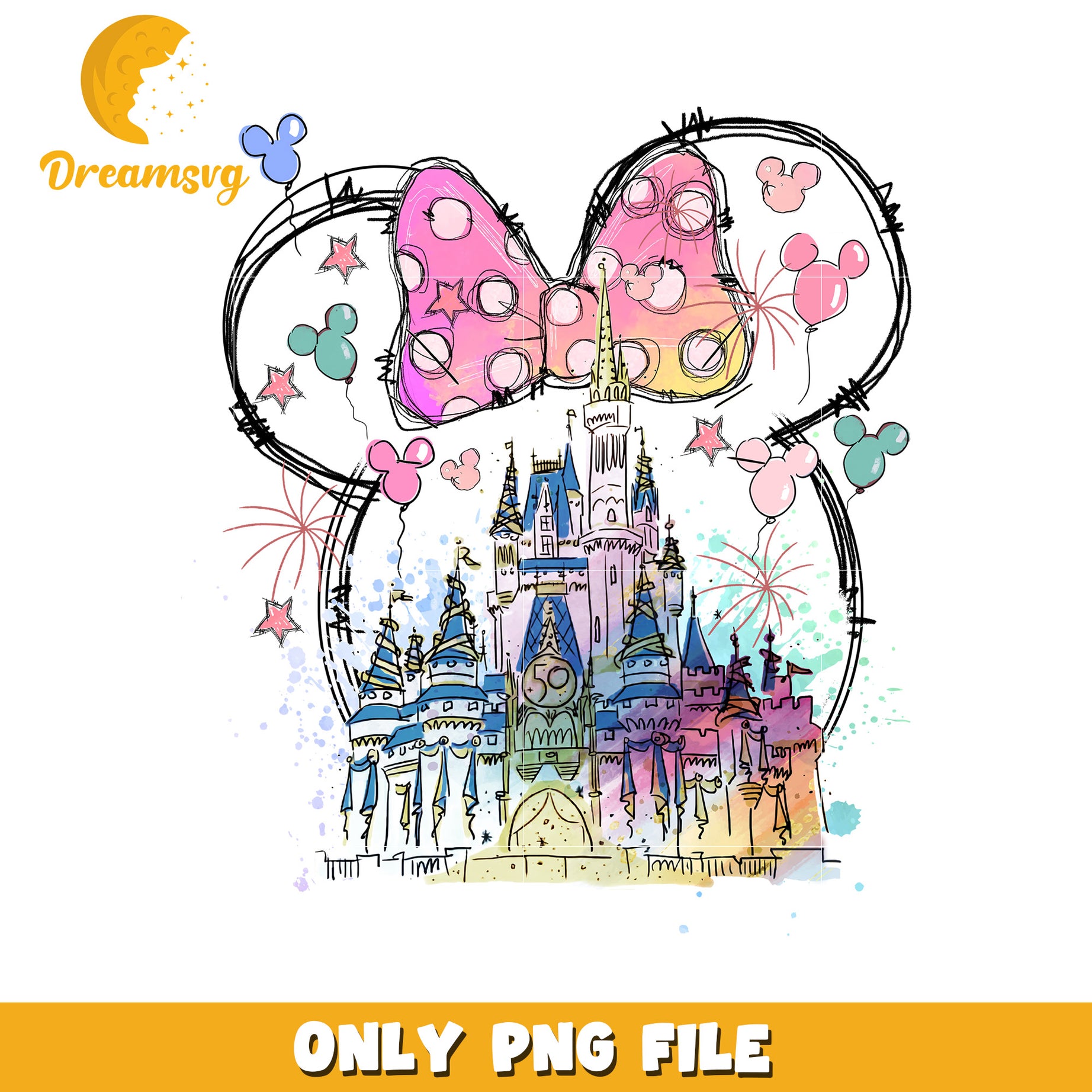 Disney Castle PNG Minnie Bow Design