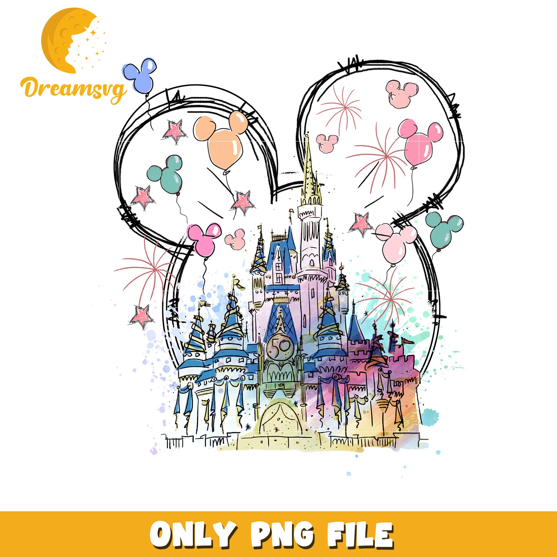 Disney Castle PNG Watercolor Art
