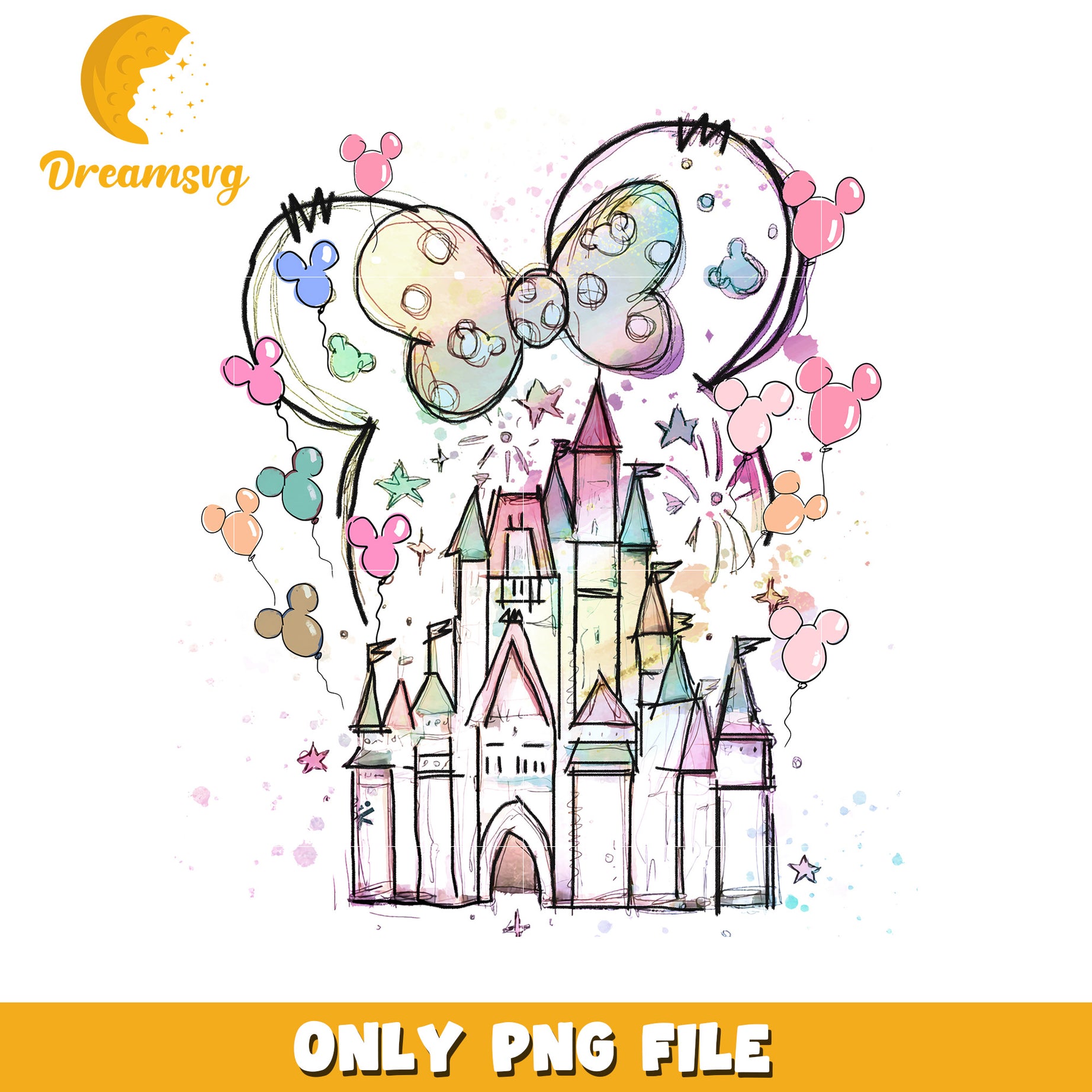 Disney Castle PNG Watercolor Design