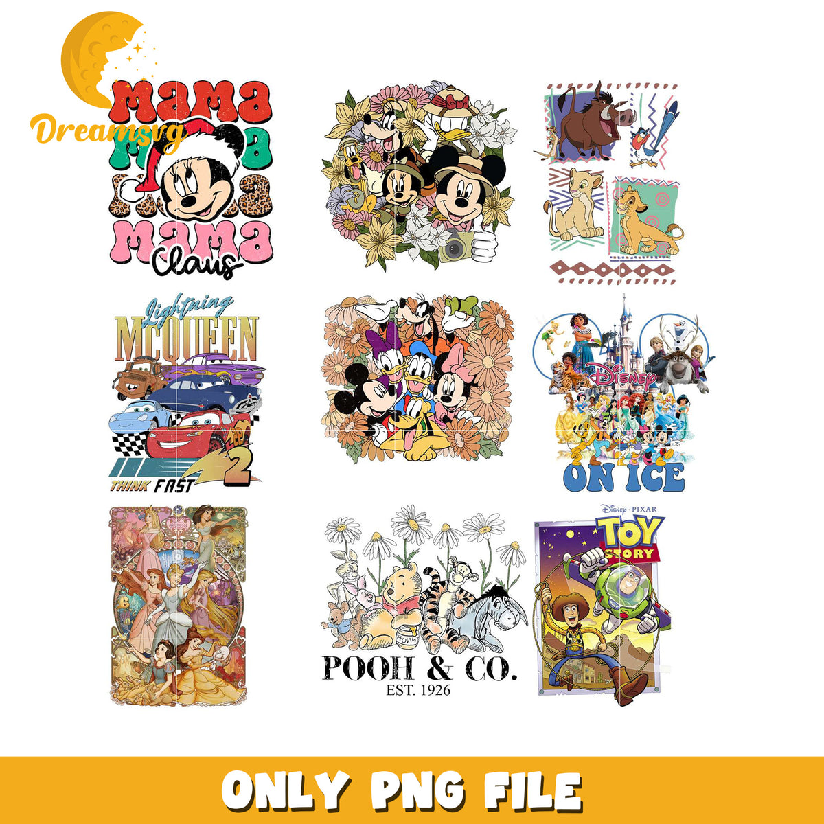Disney Character Bitmap Disney Character PNG Bundle – DreamSVG Store