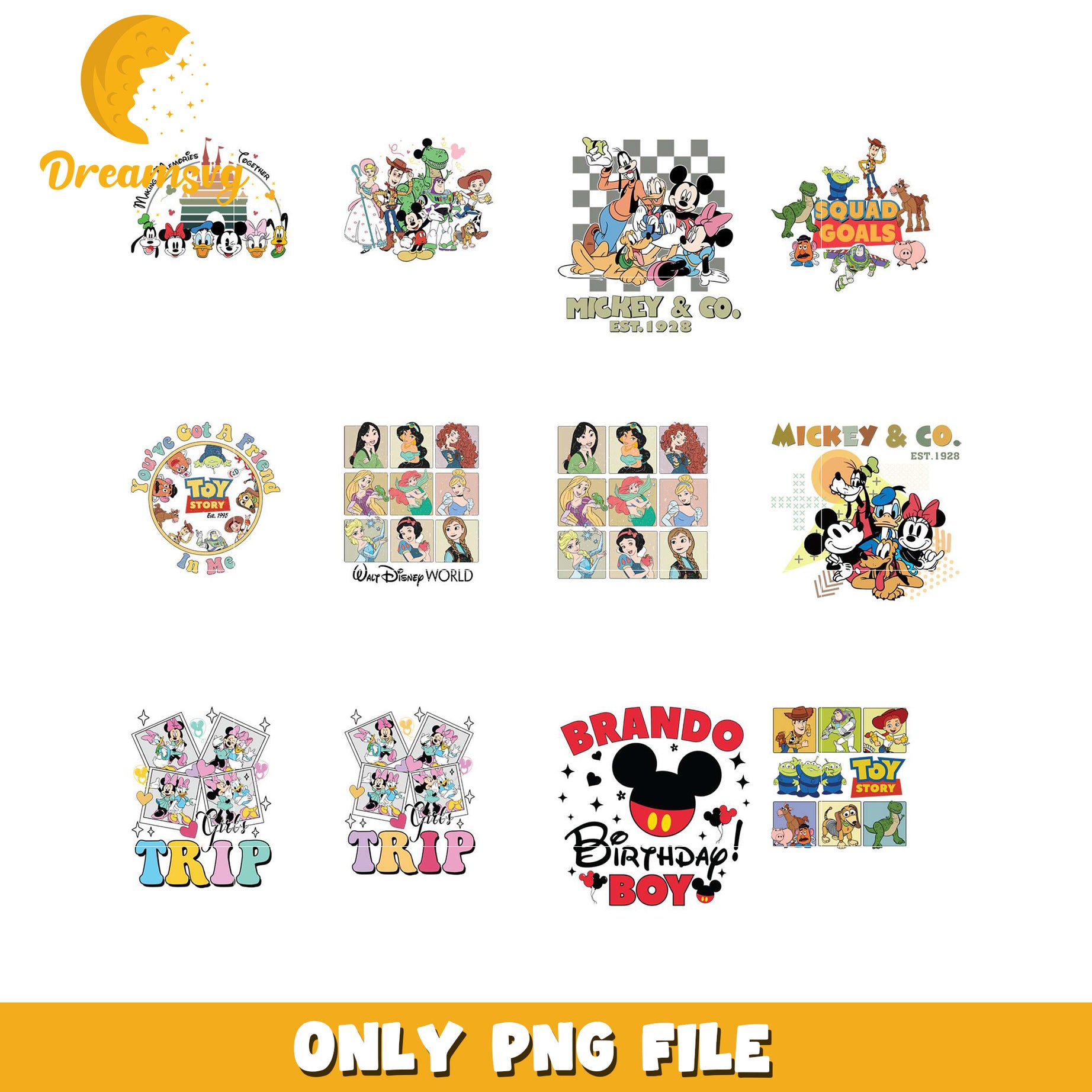 Disney Character PNG Bundle for Sublimation