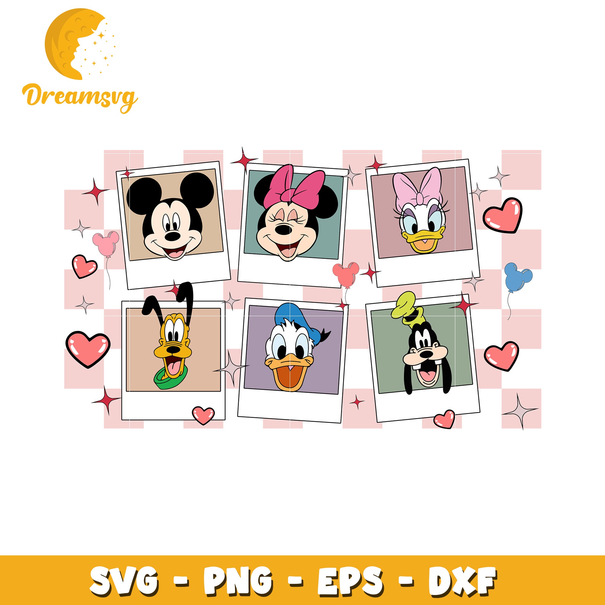 Disney Character Photo Collage SVG Mickey Minnie Donald and Friends
