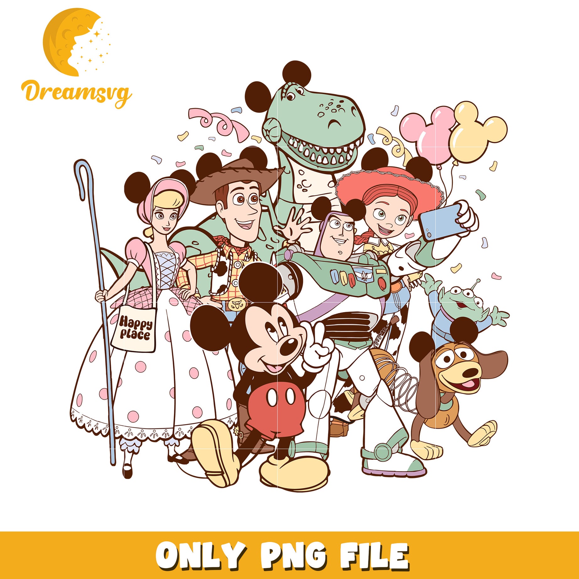 Disney Characters Celebration PNG File Downloadable Art