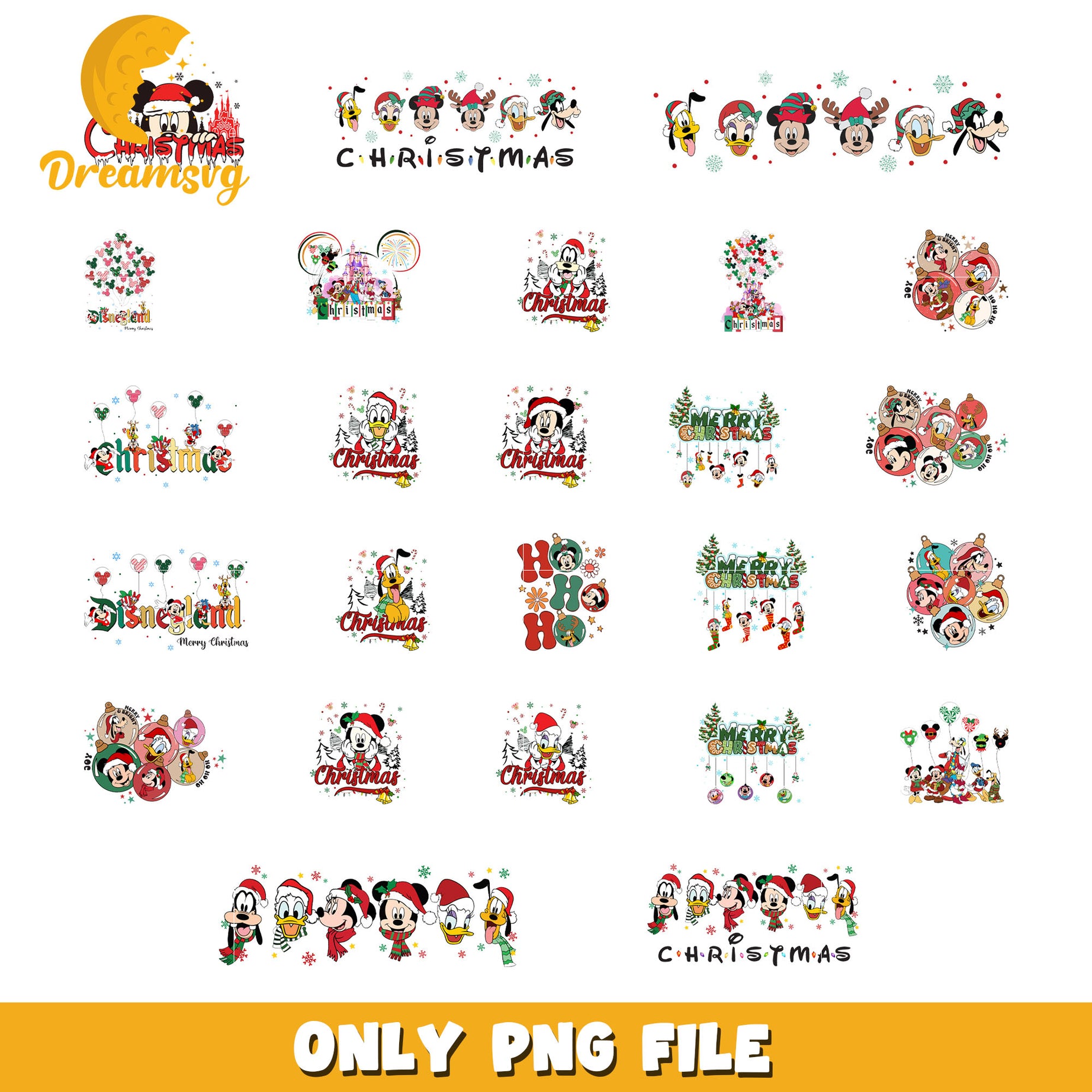 Mickey friends santa hat bundle png, mickey and friends christmas​ png