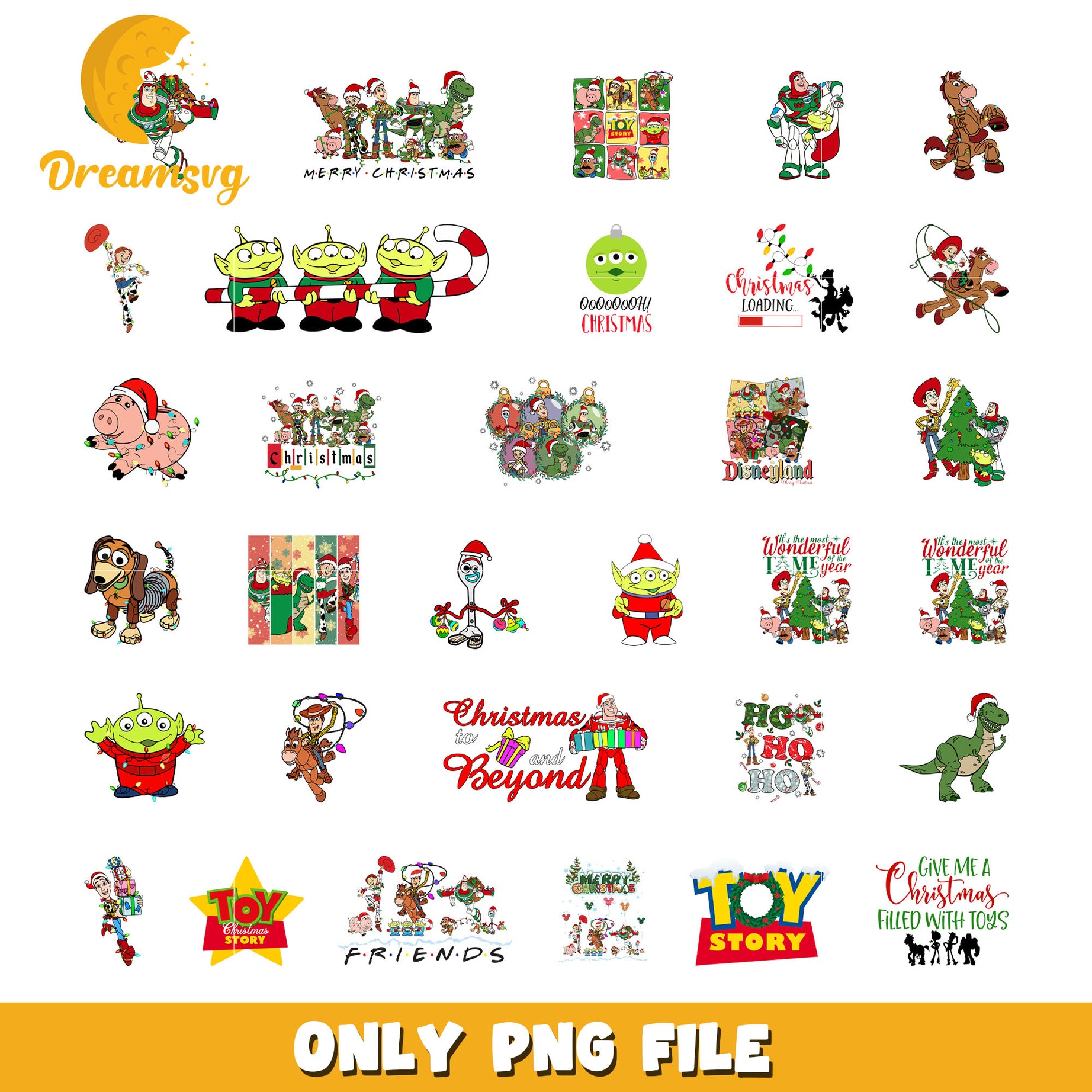 Toy story friends christmas bundle png, toy story christmas​ png