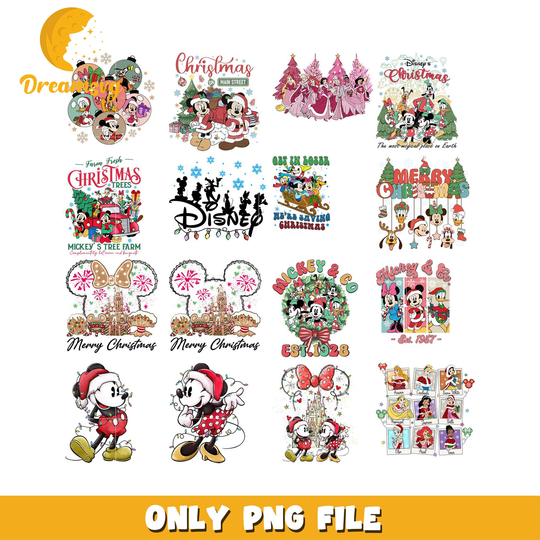 Disney Christmas Bundle PNGs for Holiday Crafts and Decor