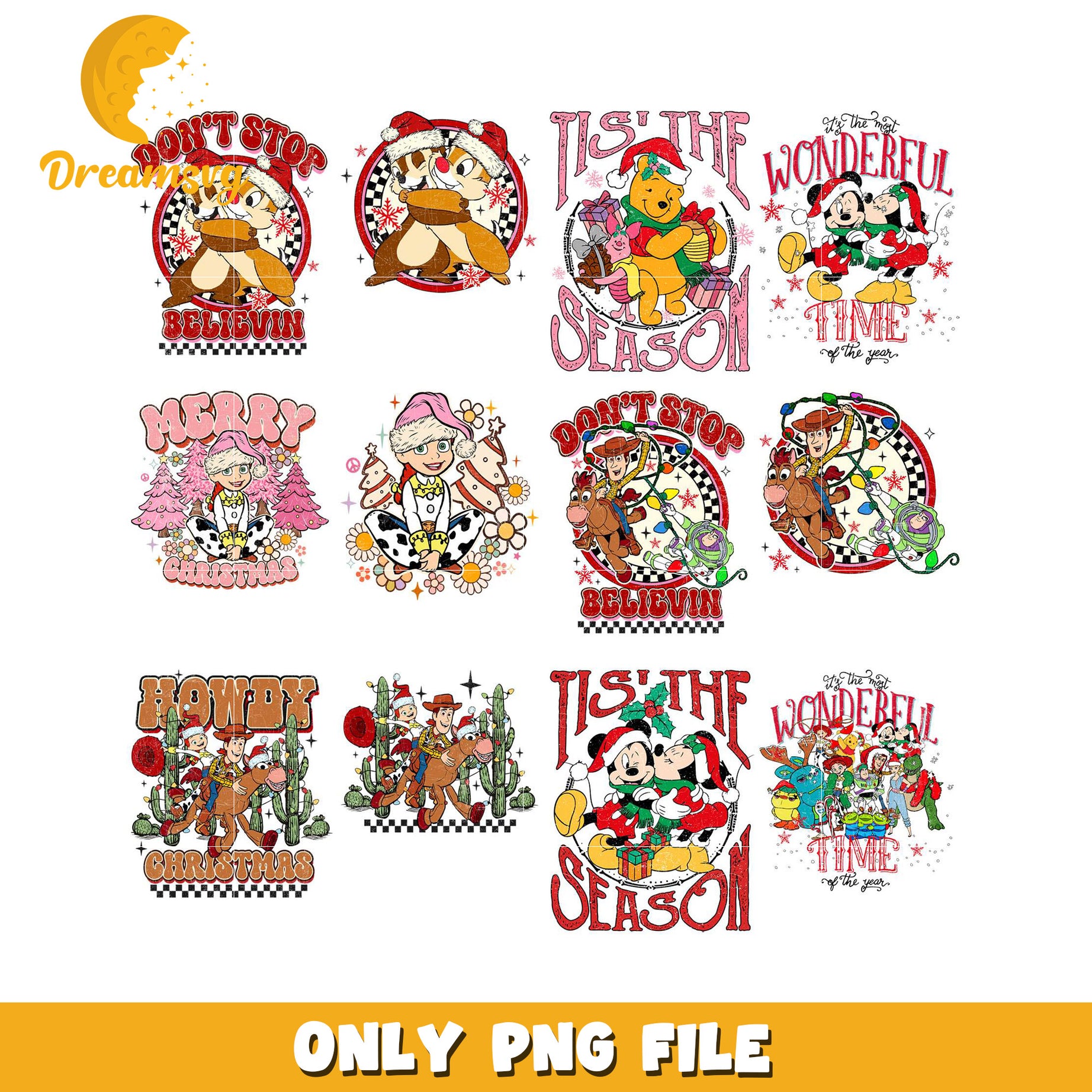 Disney Christmas PNG Bundle 8 Designs