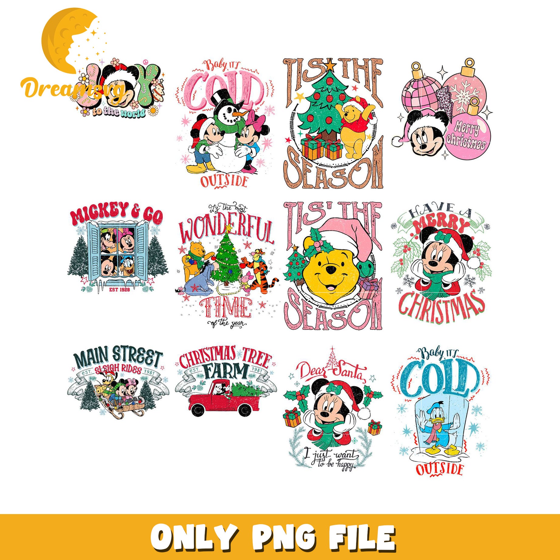 Disney Christmas PNG Bundle Designs