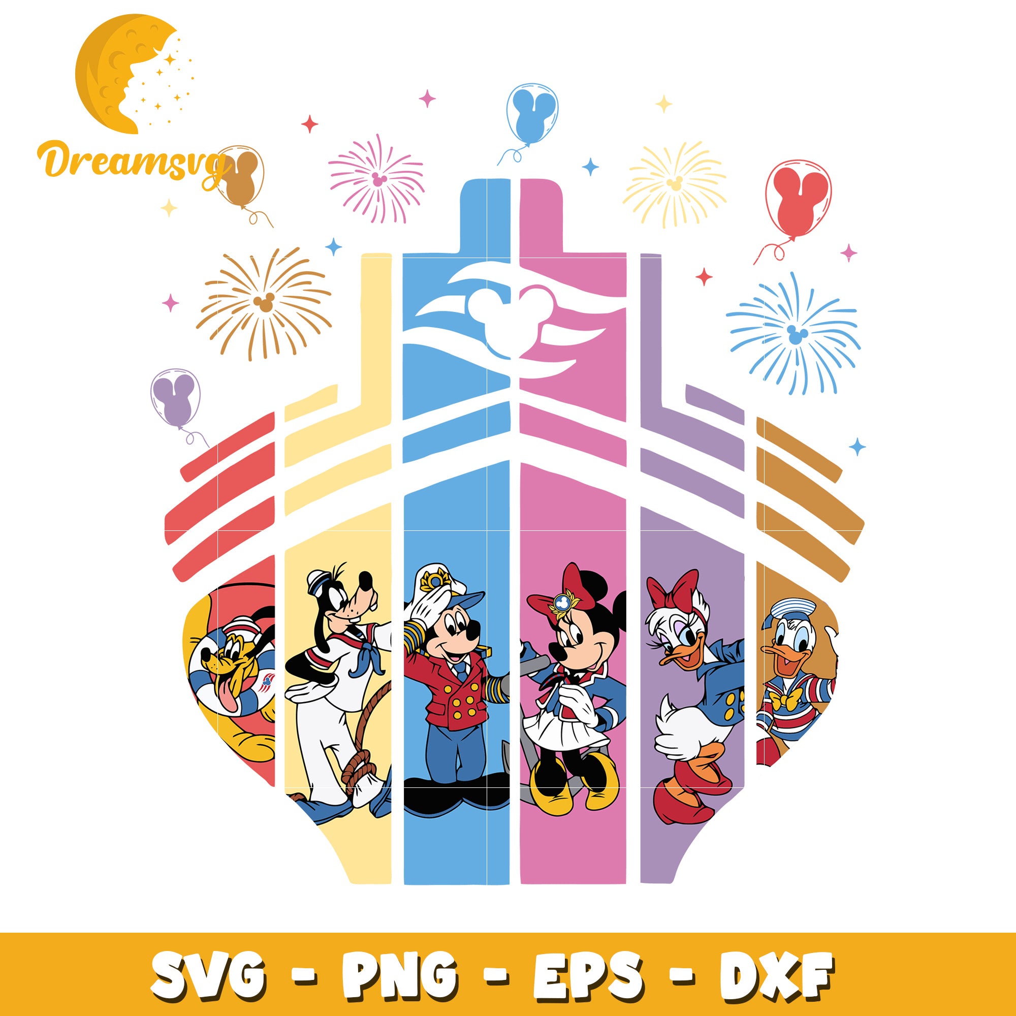 Disney Cruise Line SVG File with Mickey and Friends Design
