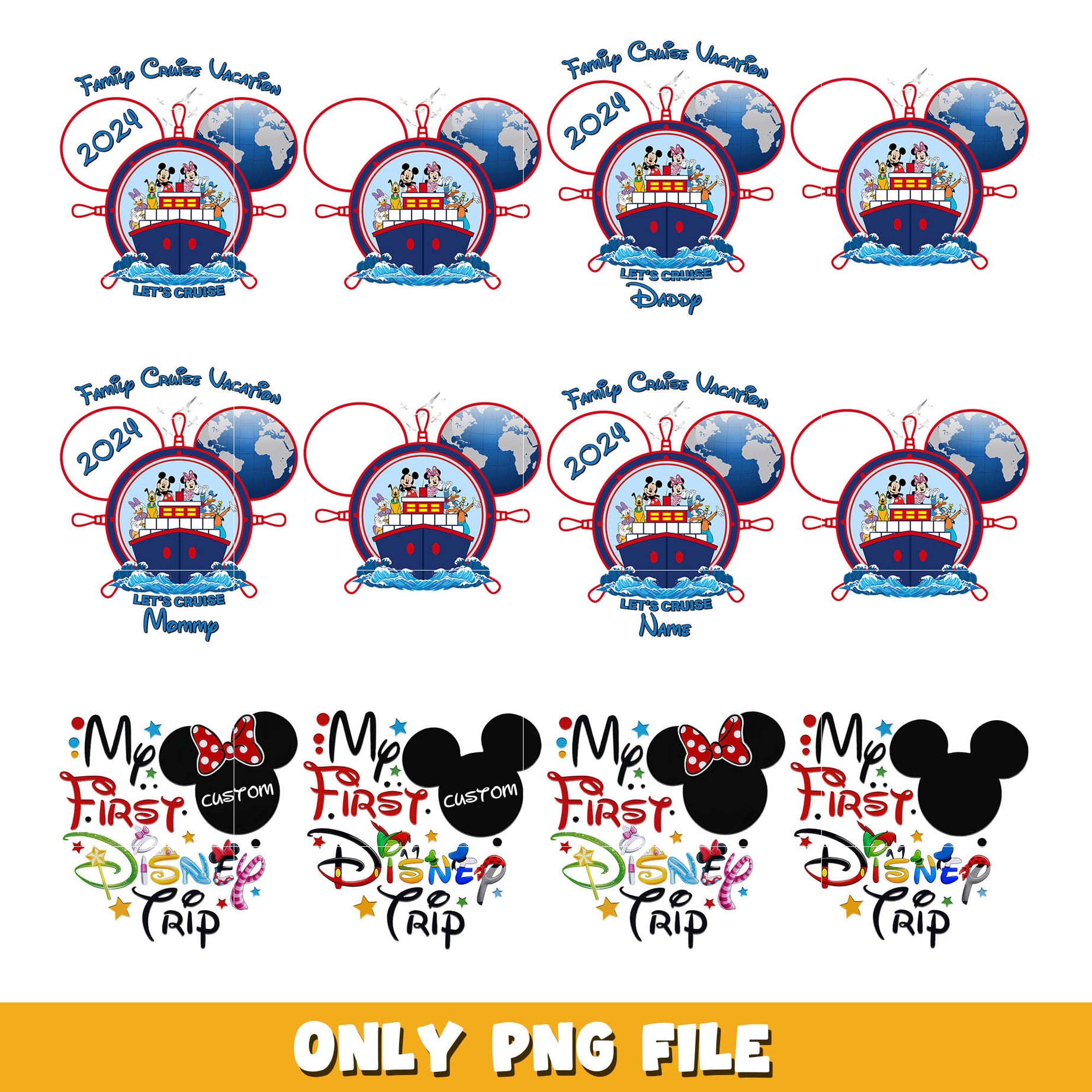 Disney mickey first disney trip png bundle, Disney trip png, disney png