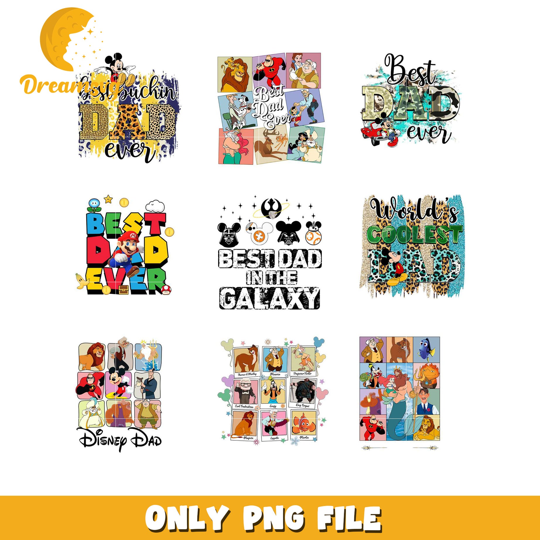 Disney Dad PNG Bundle Best Dad Ever Designs