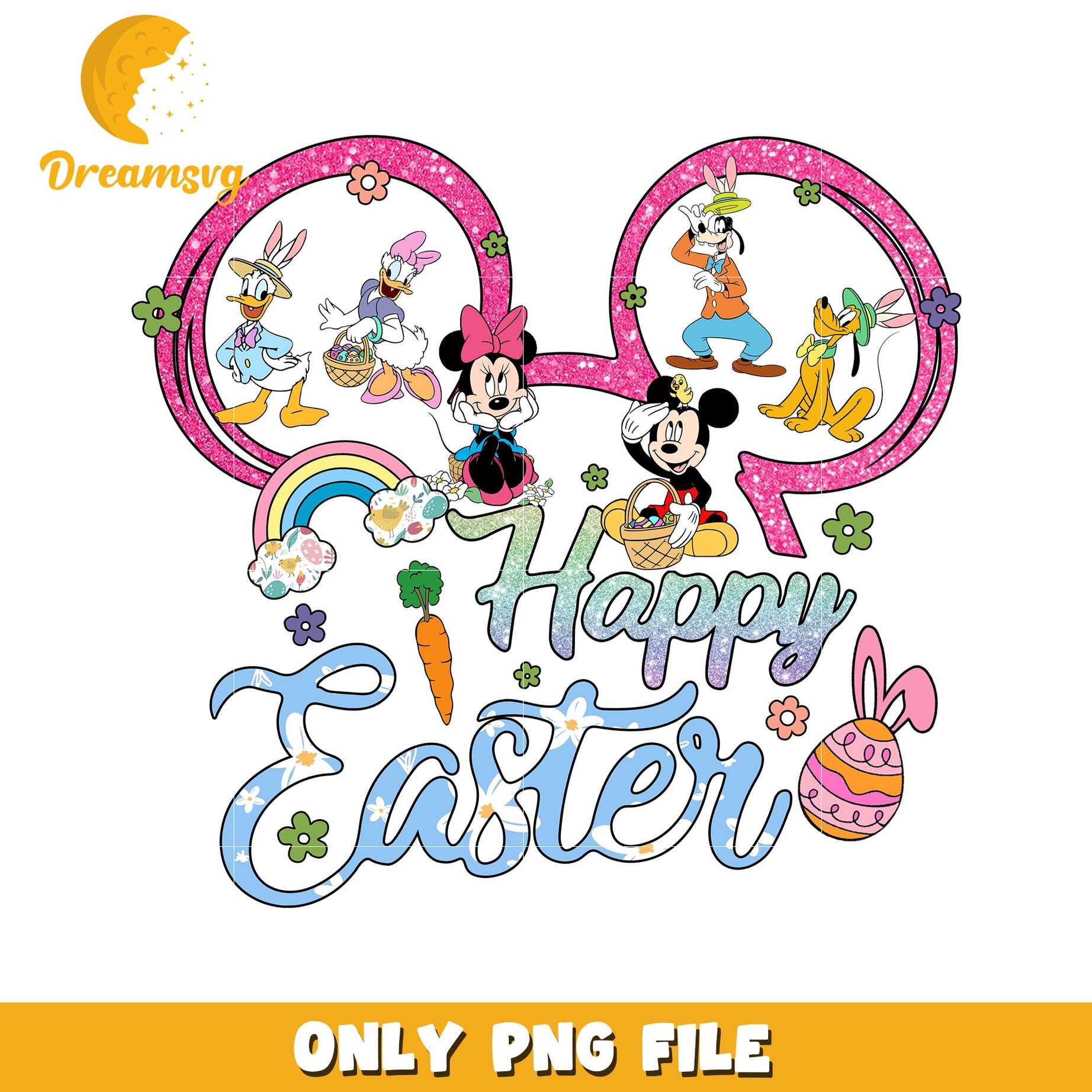 Disney Easter Celebration PNG Graphic with Mickey and Friends